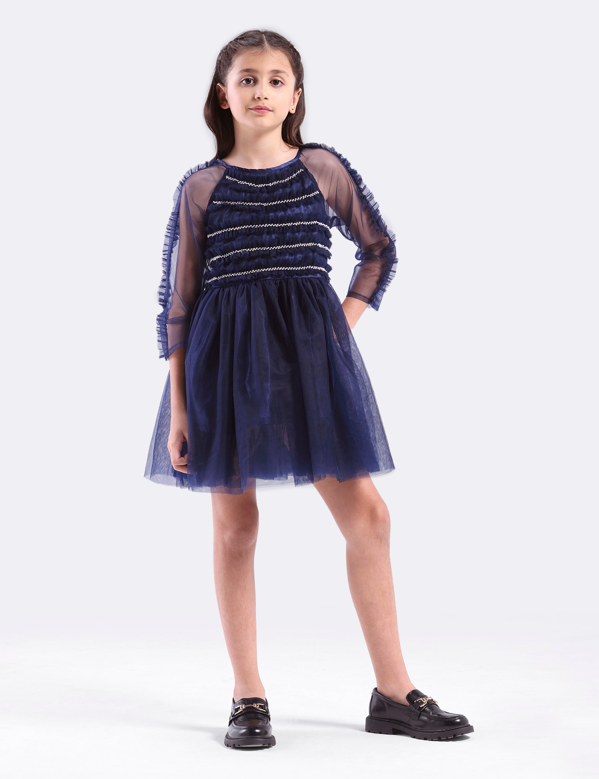 Girls Mesh dress with Beadwork