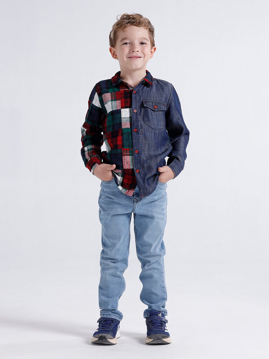 Boys Long sleeve shirt with contrast panels