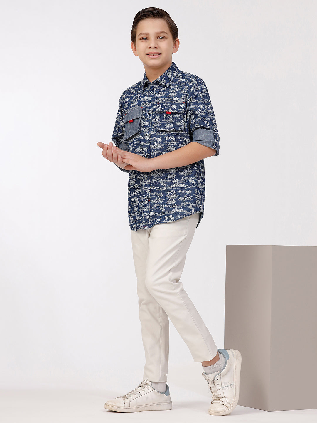 Boys Long Sleeve Shirt with Double Pocket Flap