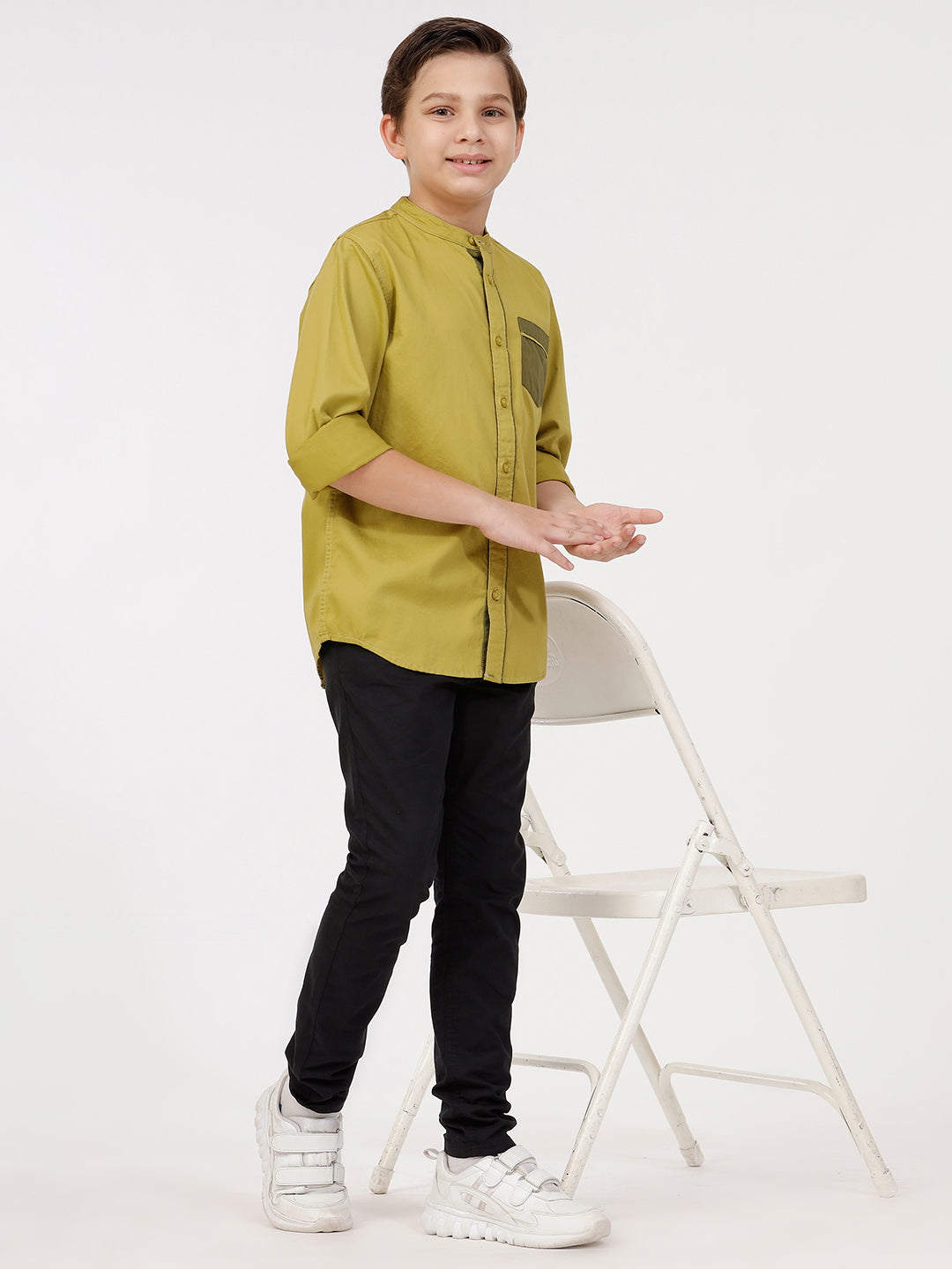Boys Long Sleeve Shirt with Contrast Pocket