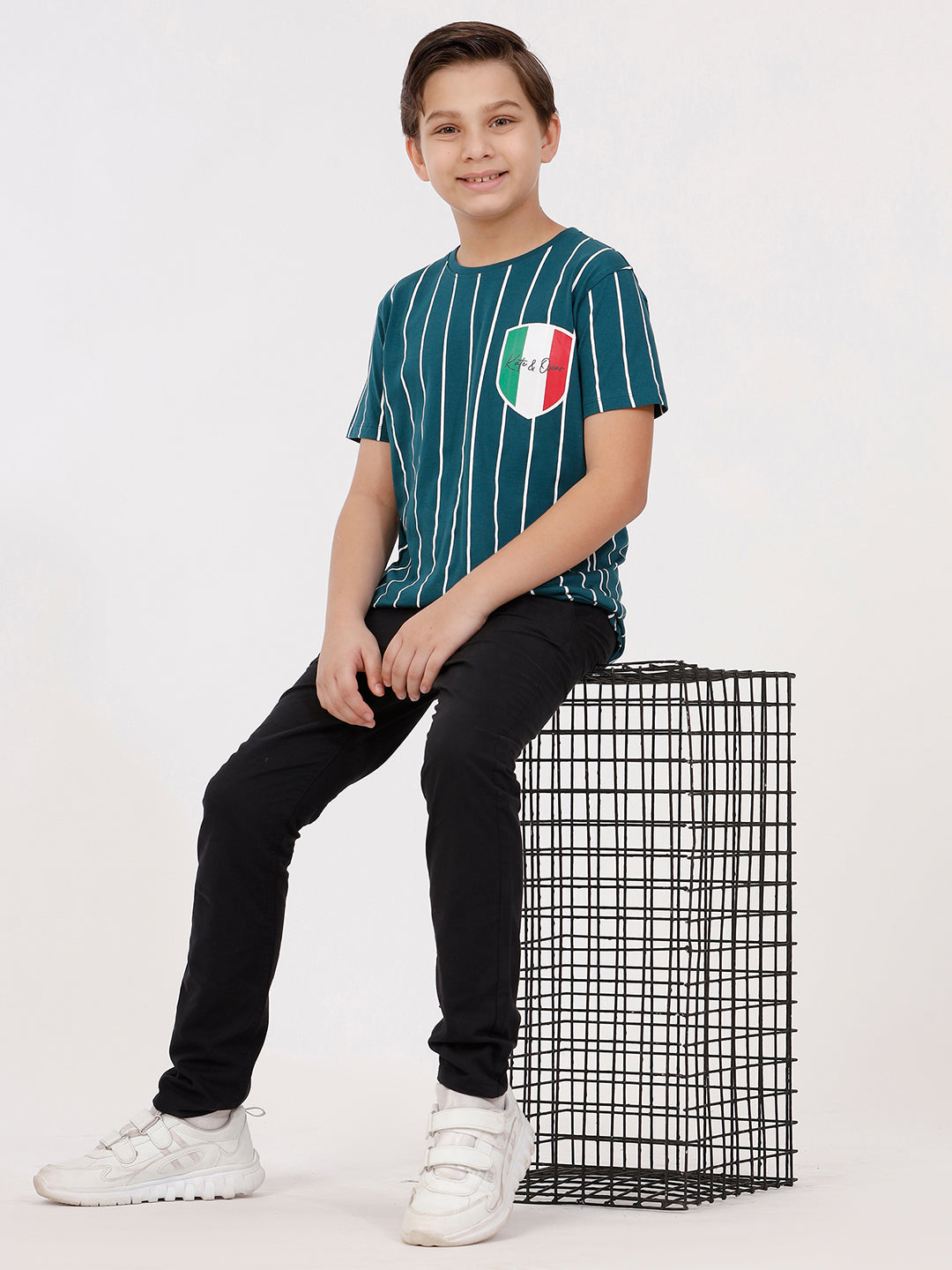 Boys Printed Stripe Tshirt