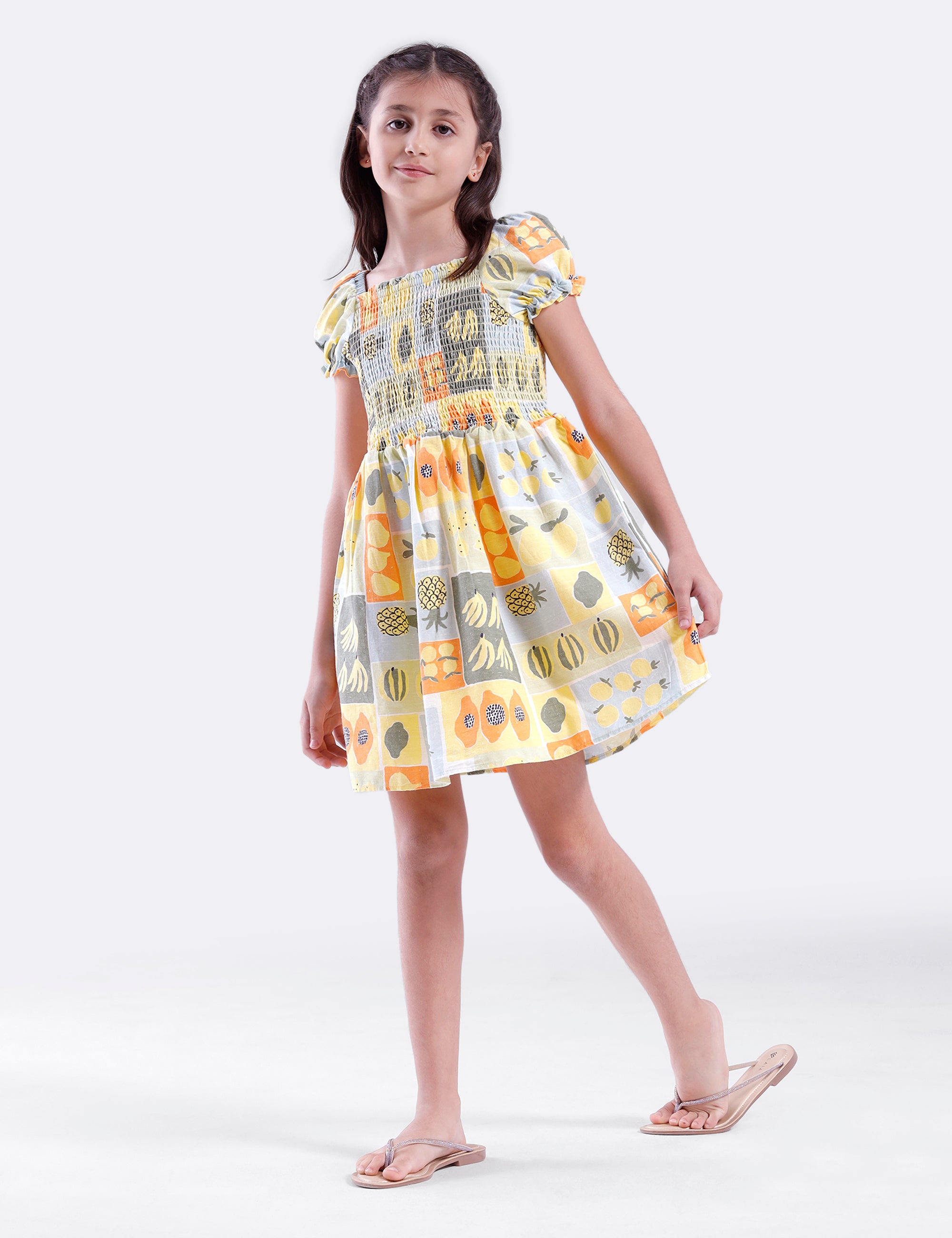 Girls dress with smocking bodice