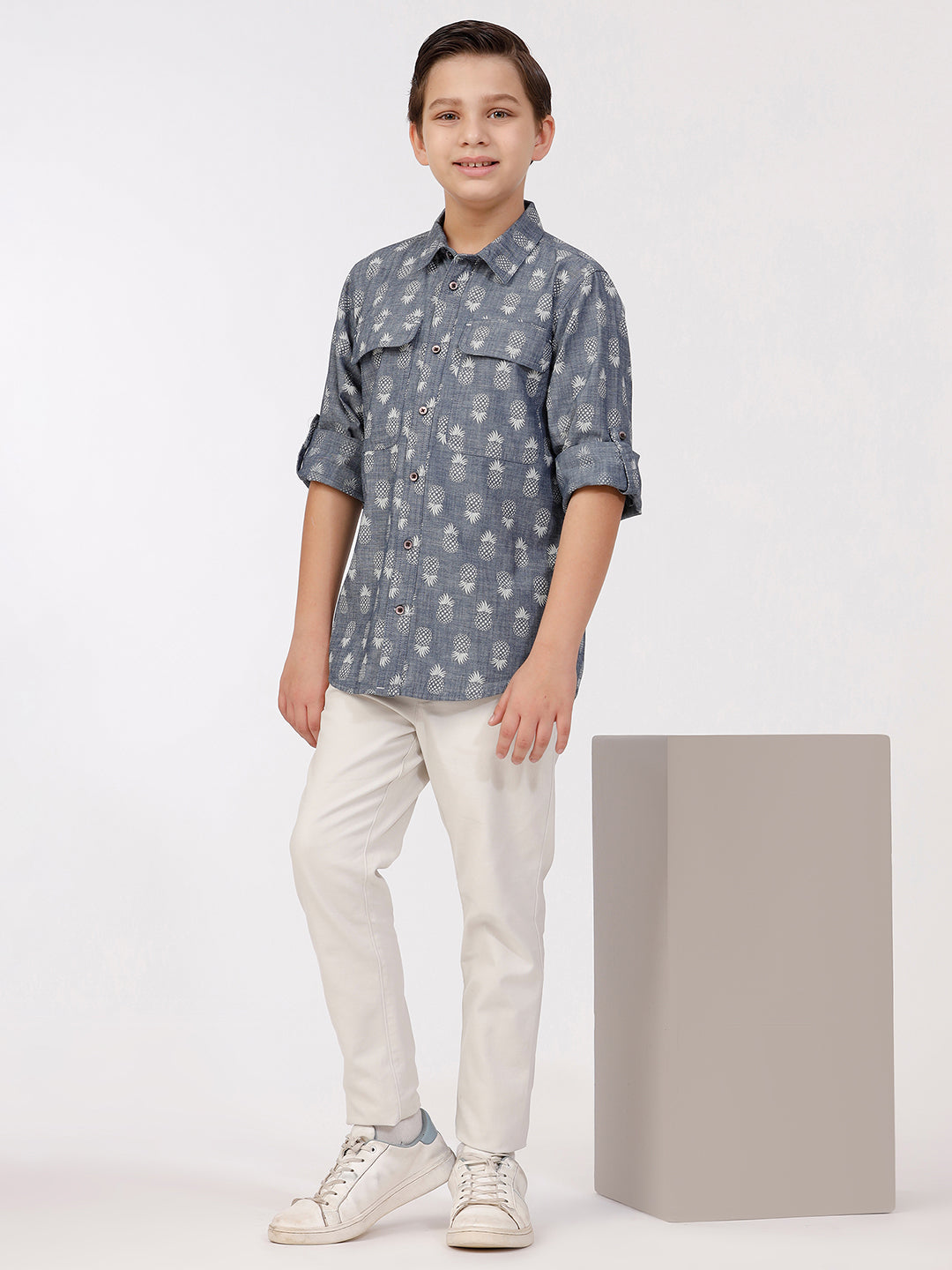 Boys Long Sleeve Shirt with Double Pocket Flap