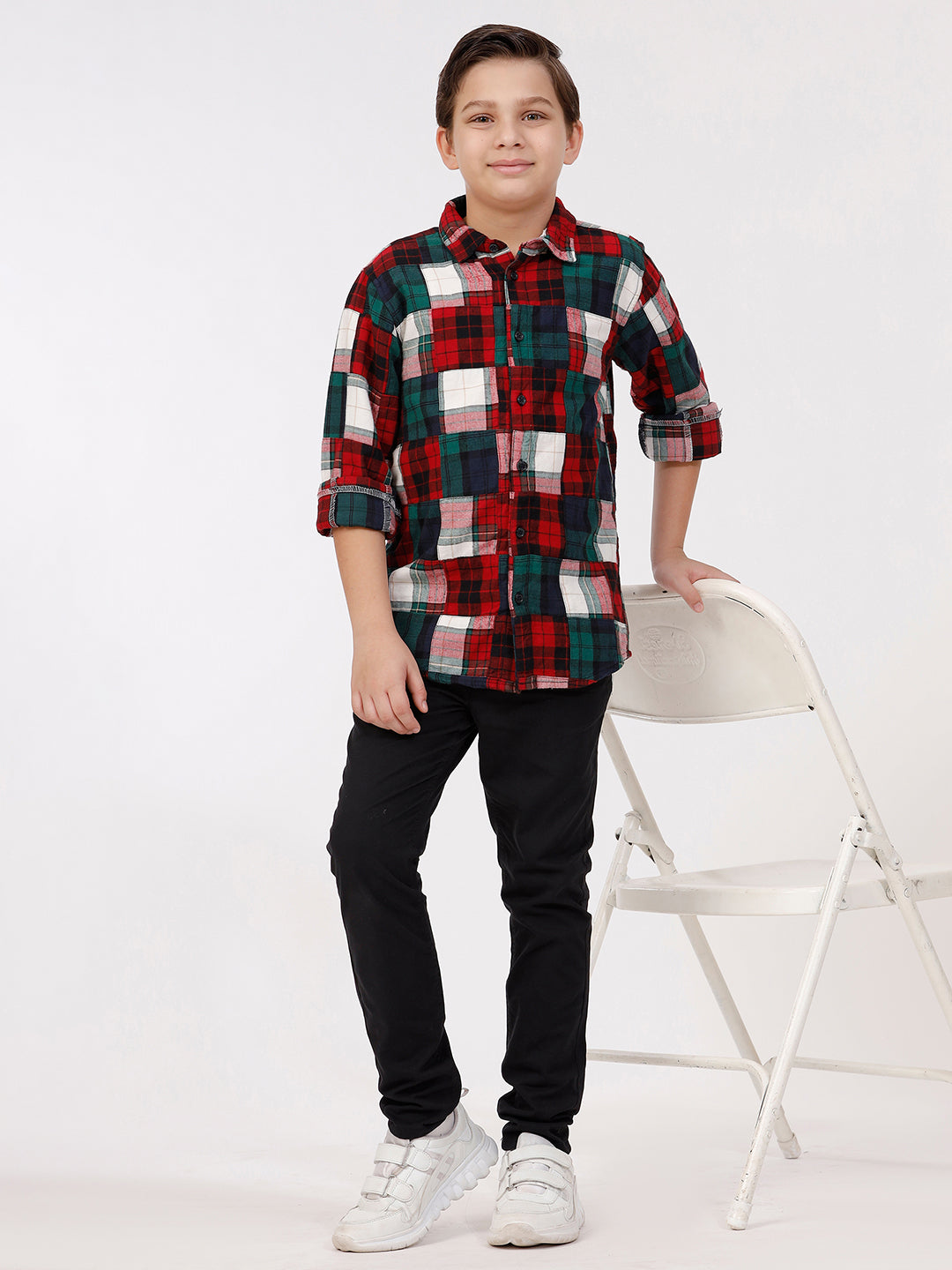 Boys Long Sleeve patchwork Shirt