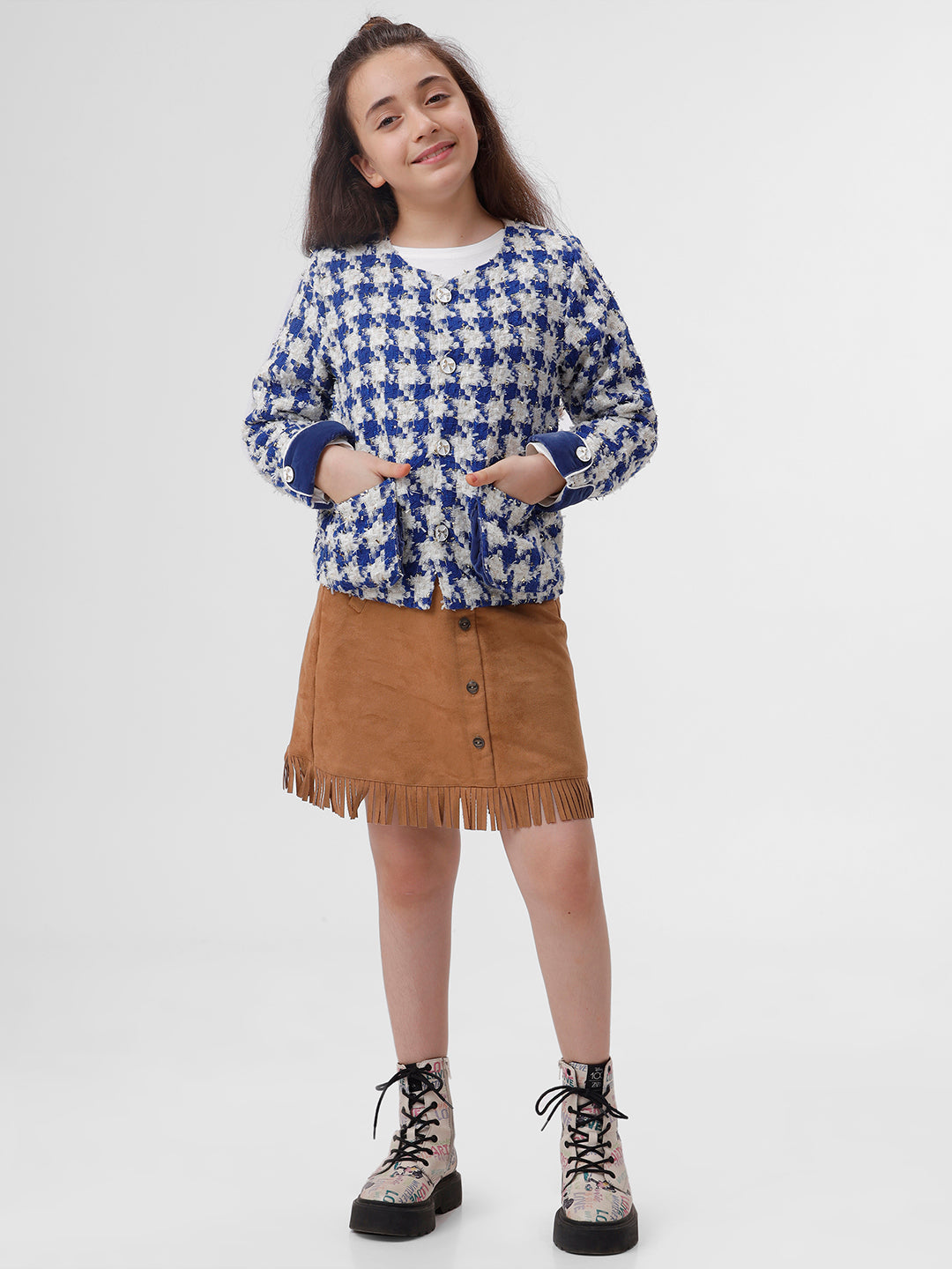 Girls Long sleeve Jacket with Bellow pockets