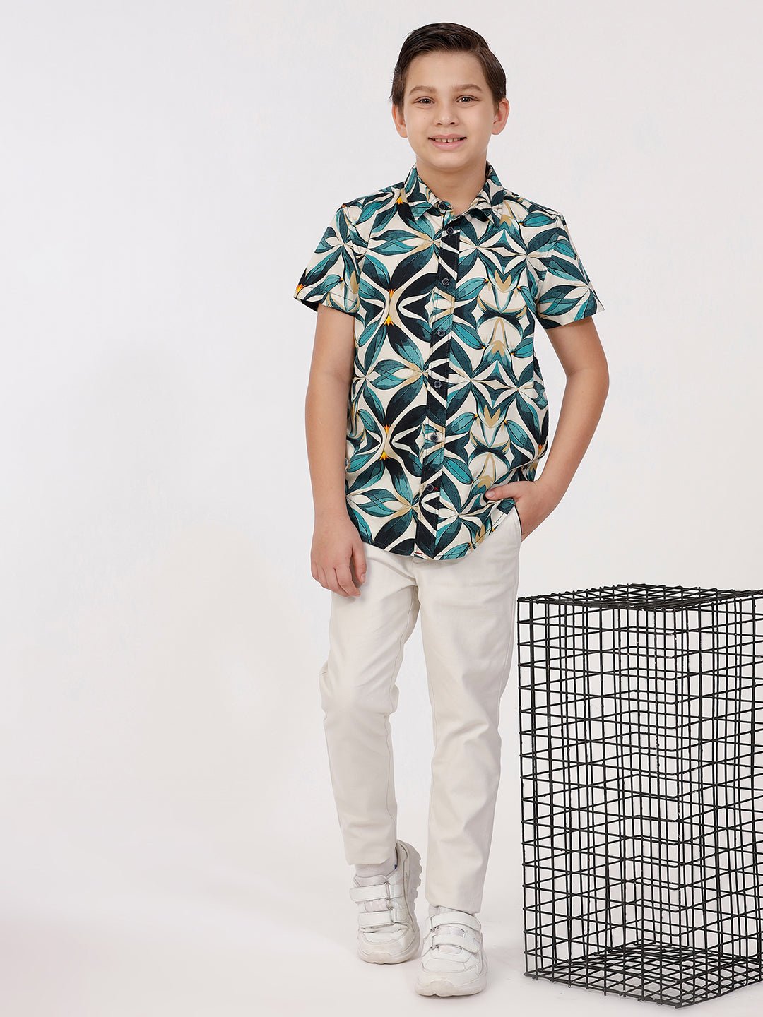 Boys Short Sleeve All Over Printed Shirt