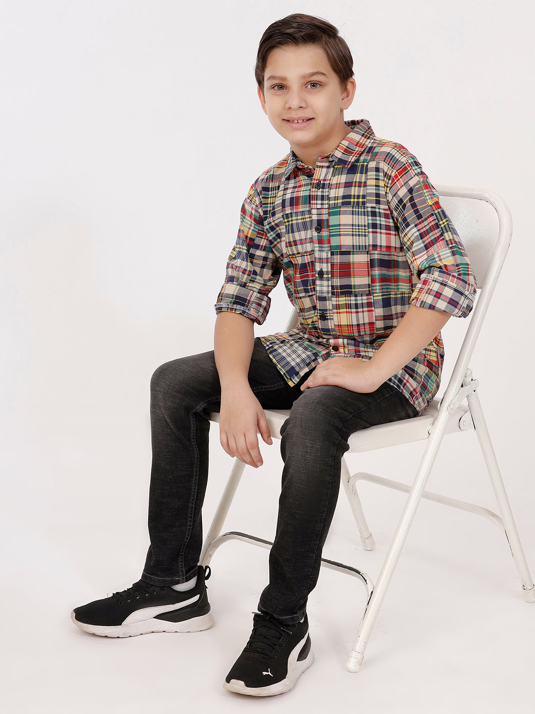 Boys Long Sleeve patchwork Shirt