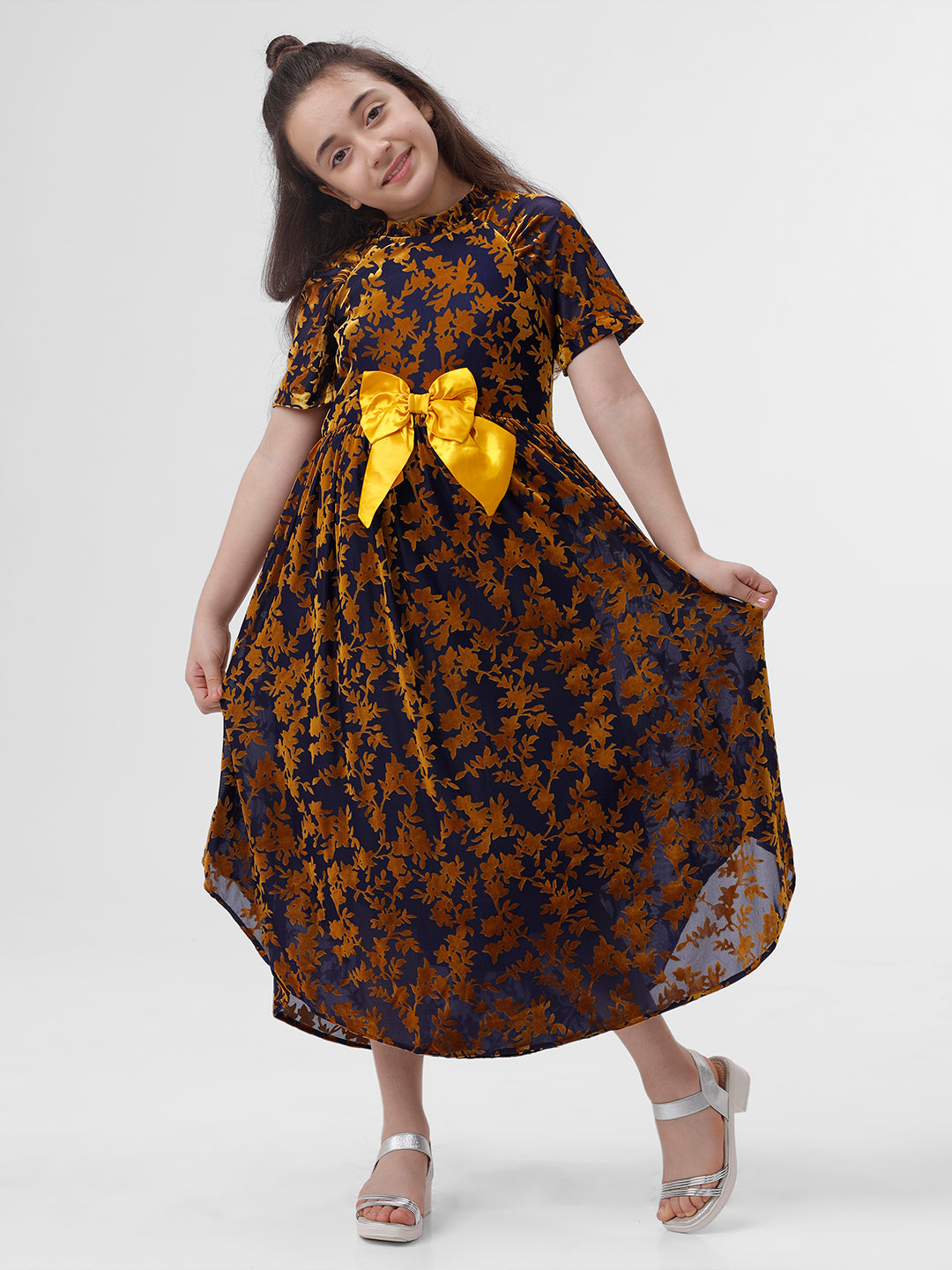 Girls All over printed Velour dress