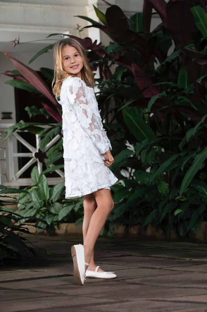 Butterfly Lace Shift White Dress