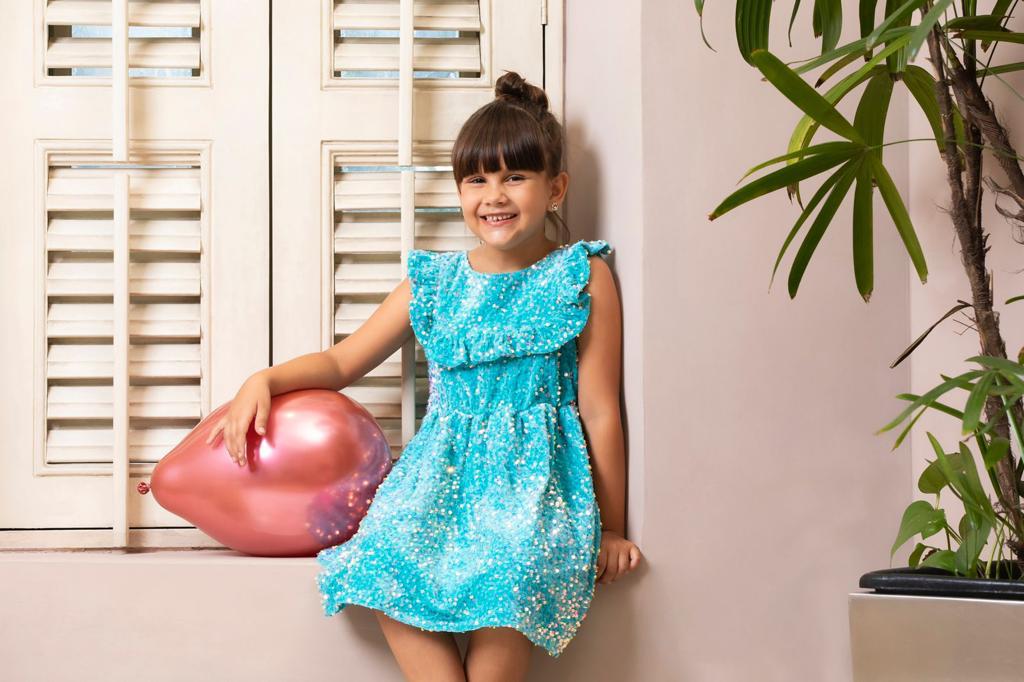 Blue Party Dress with Sequins