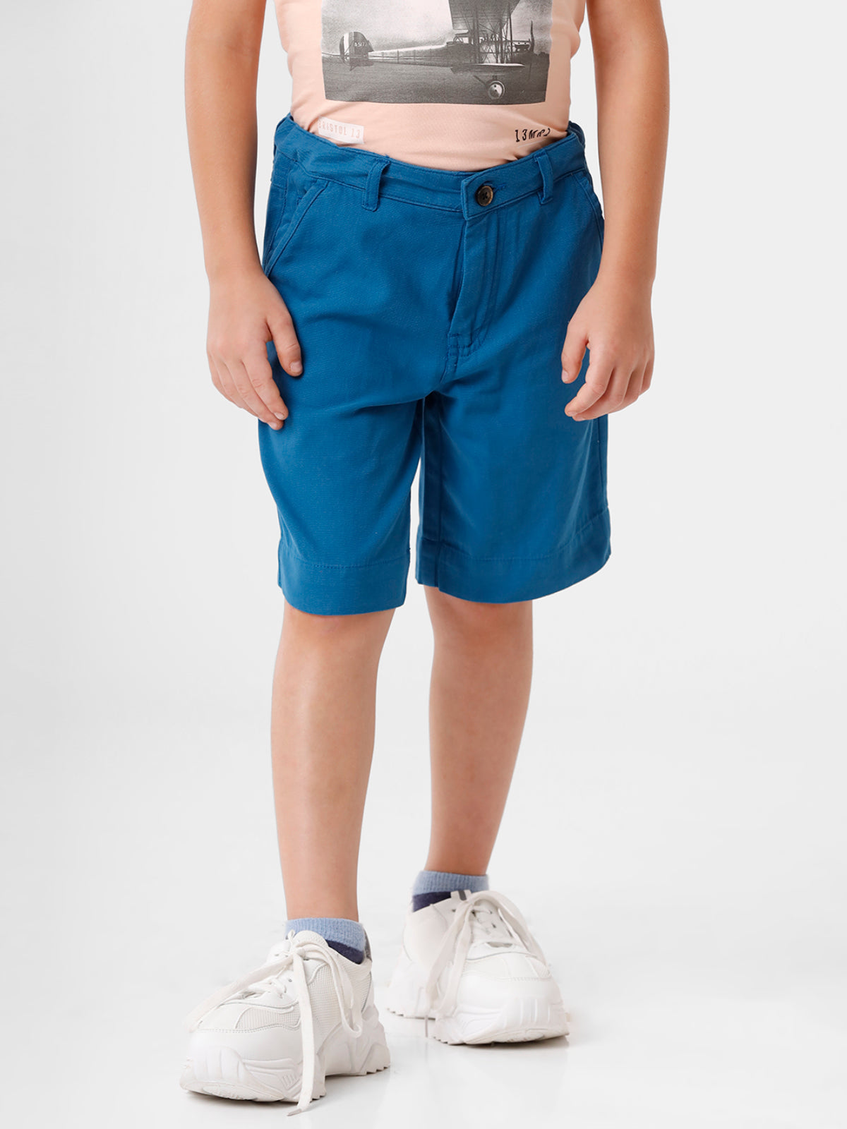 Teal Blue Cotton Chino Shorts