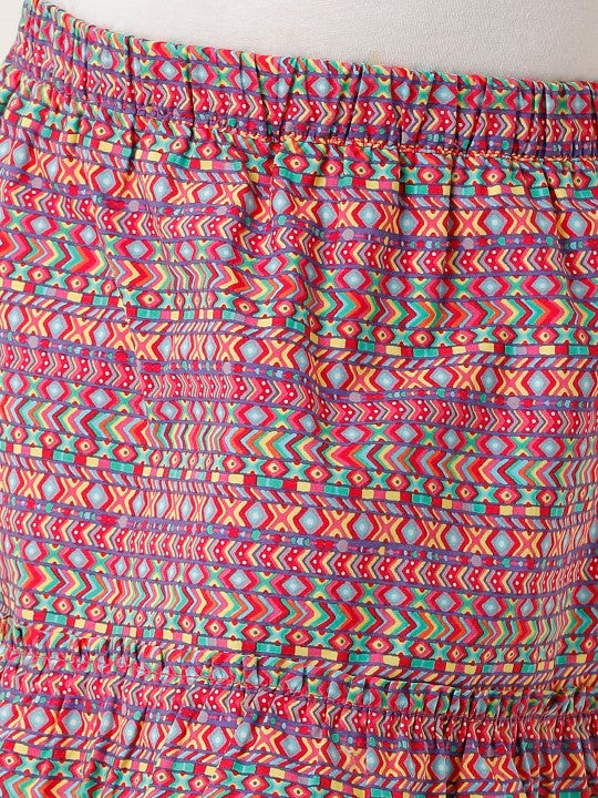 Girls Geometrical Printed Skirt