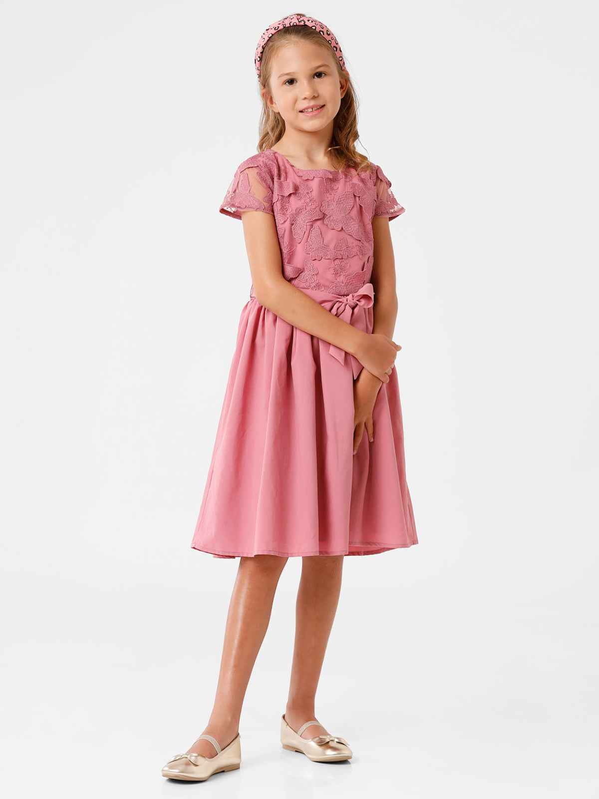 Butterfly Lace Dress with Belt