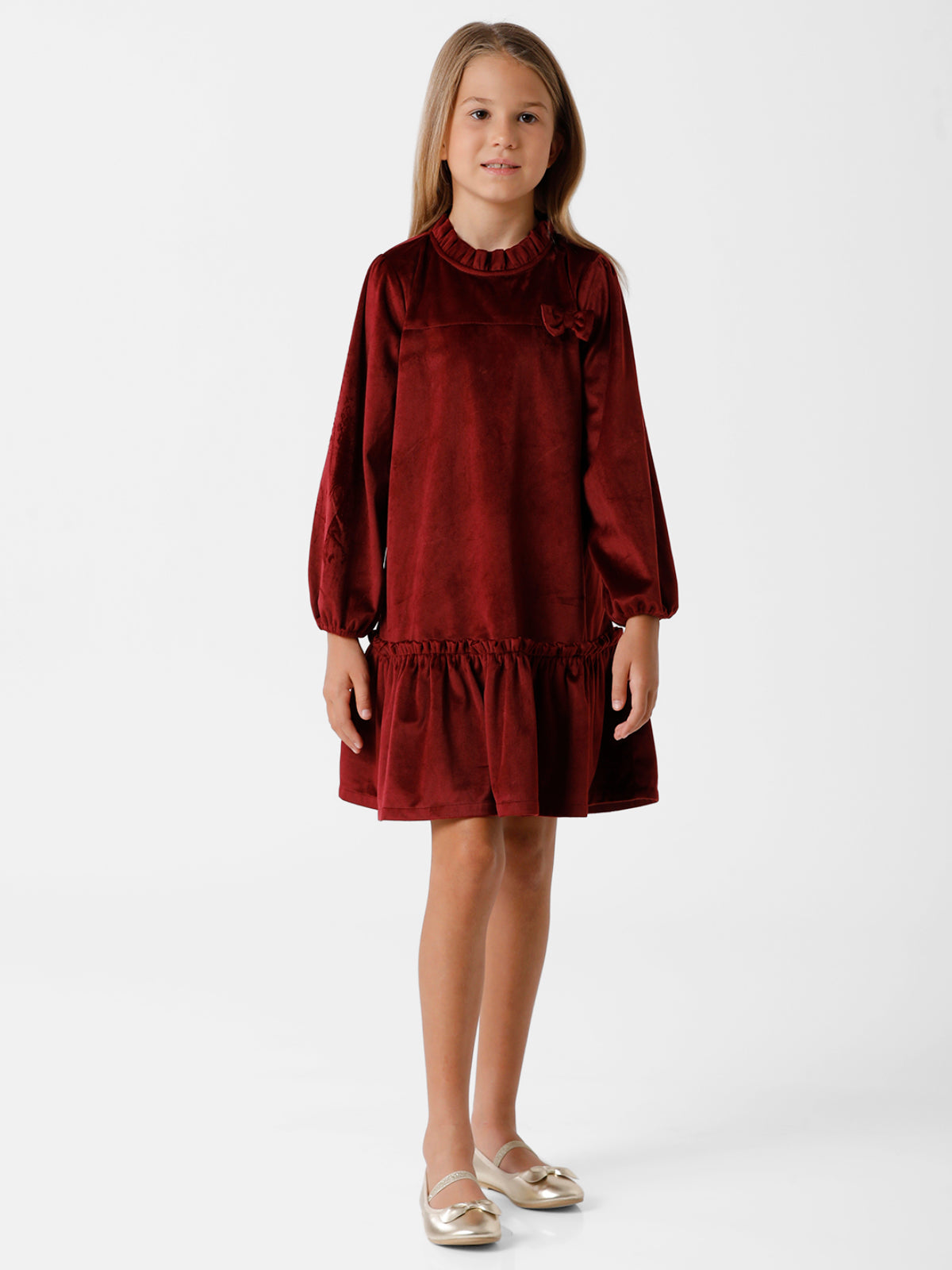 Velvert Wine Party Wear Dress