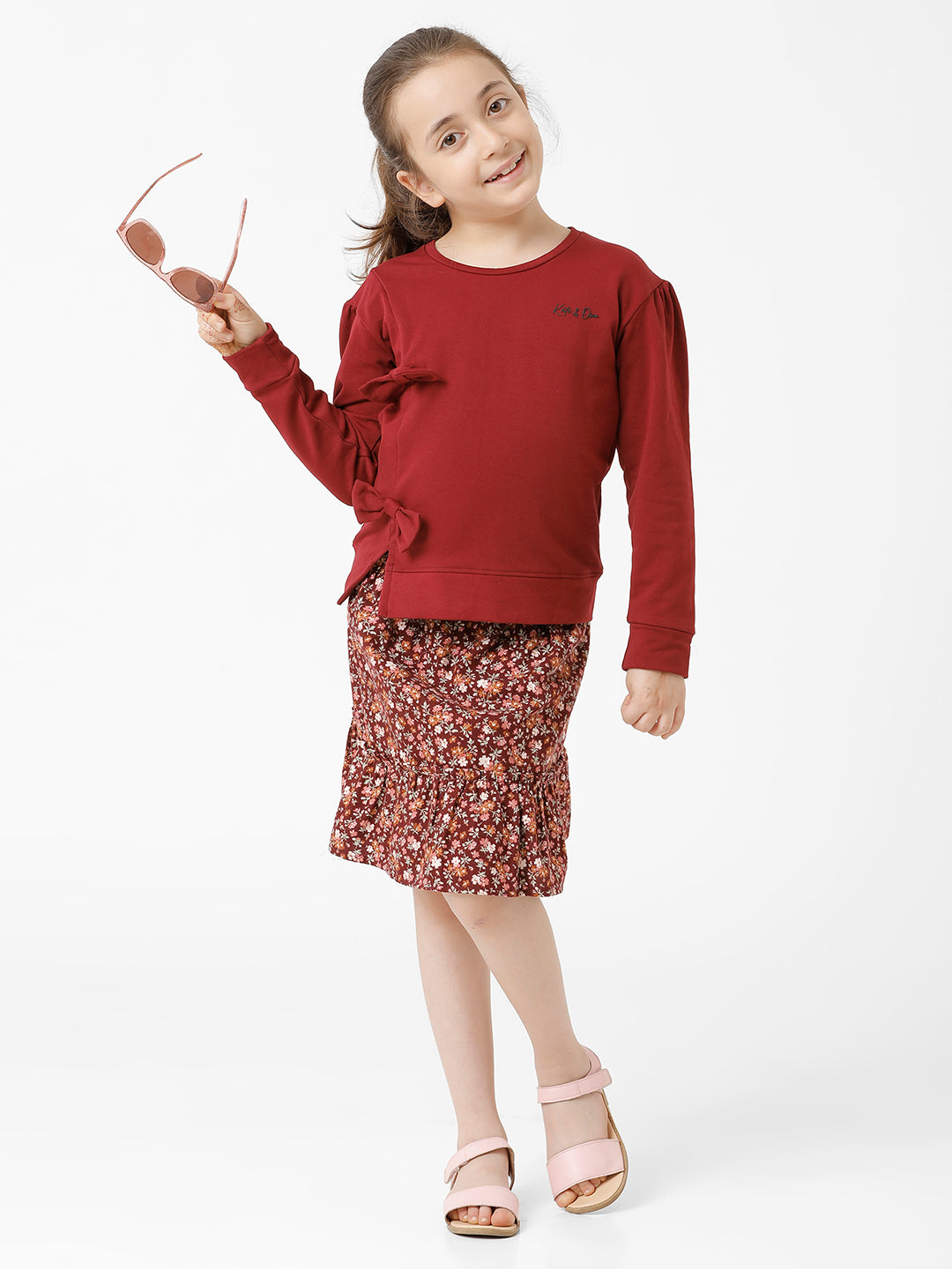 Girls Floral Printed Skirt