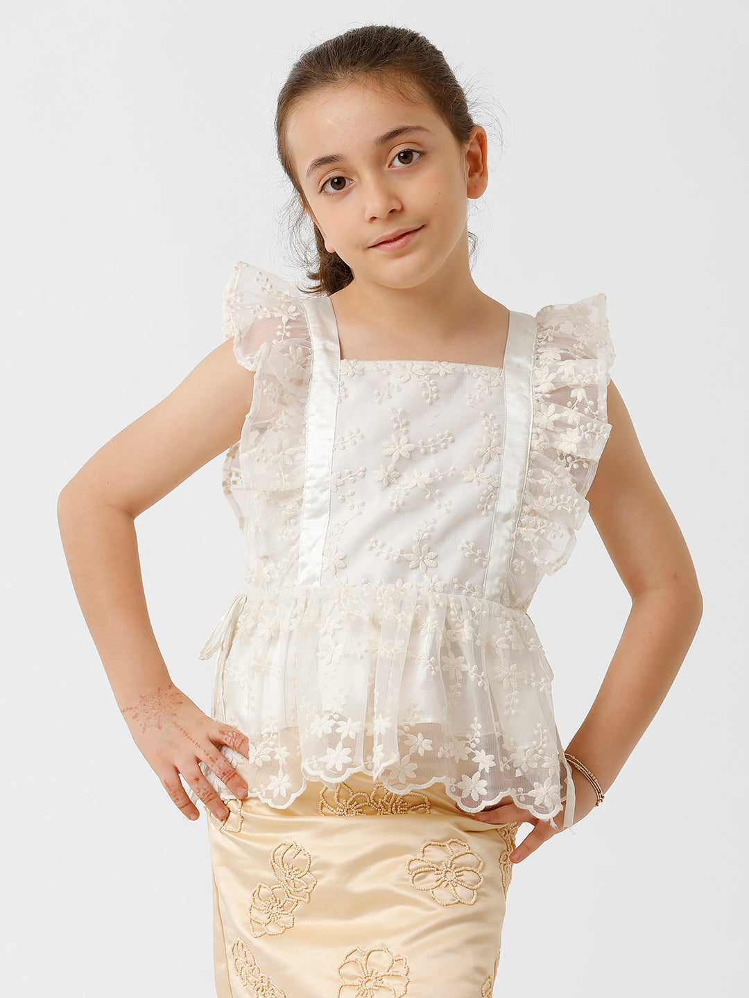 Girls Scalap Embroidered Top