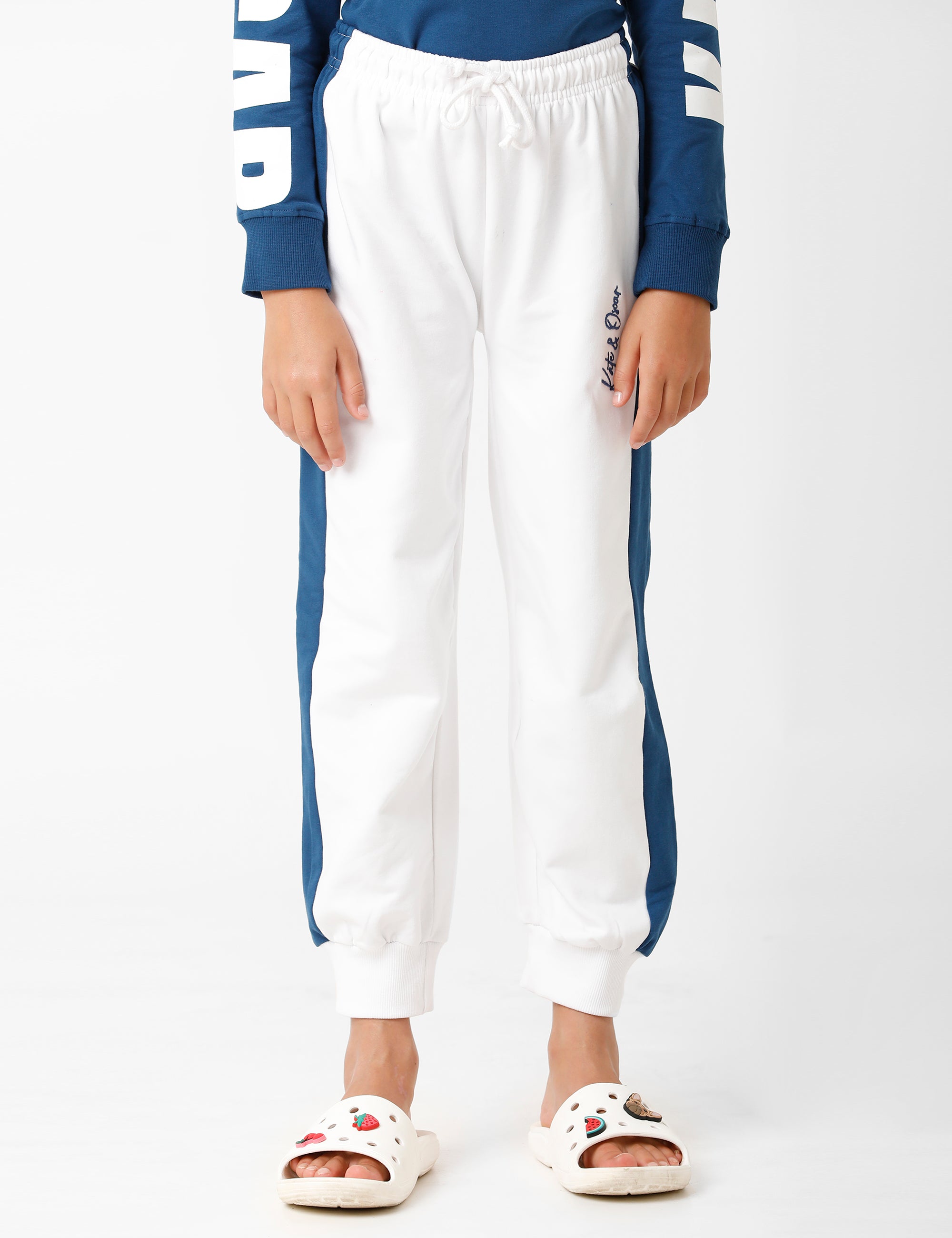 White Signature Embroidered Track Pant