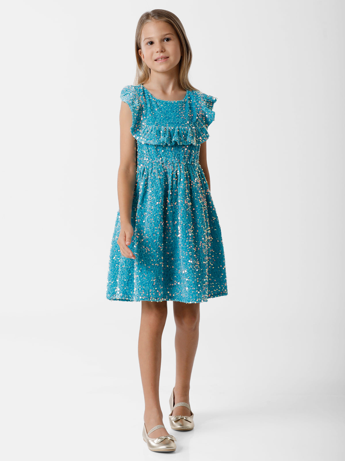 Blue Party Dress with Sequins
