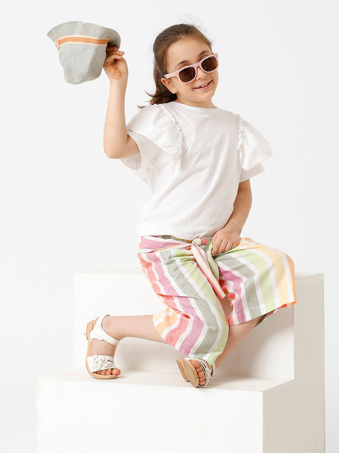 Girls Multi Color Casual Trouser