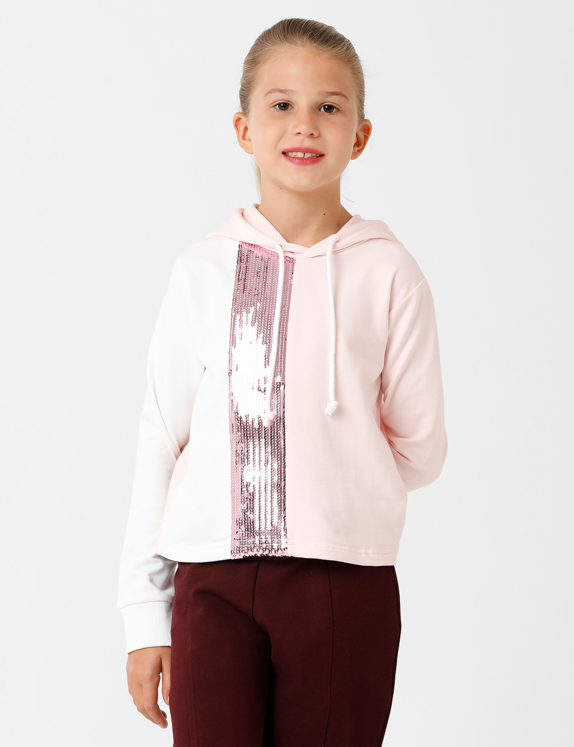 Pink Embroidered Sweatshirt with Sequins