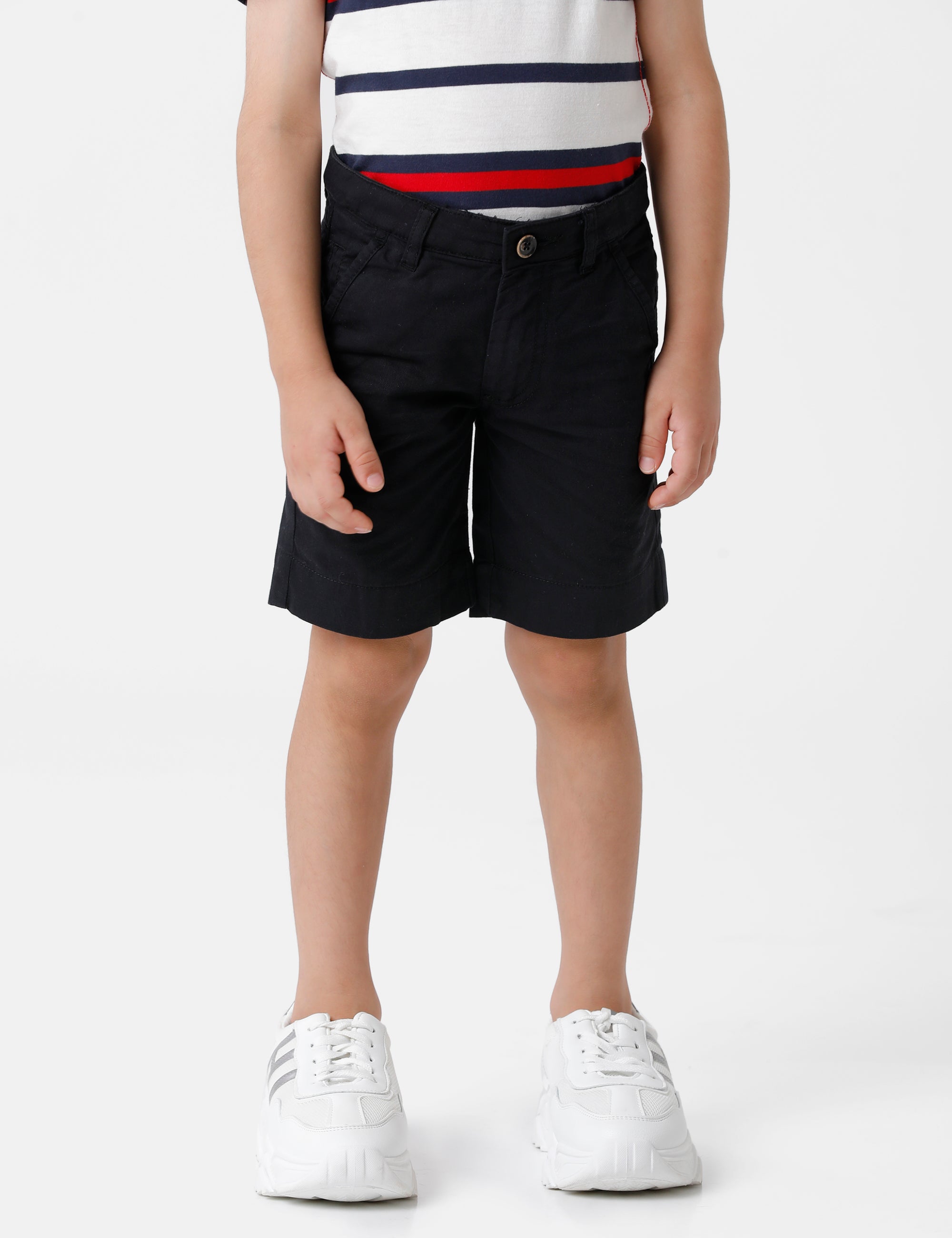 Black Cotton Chino Shorts