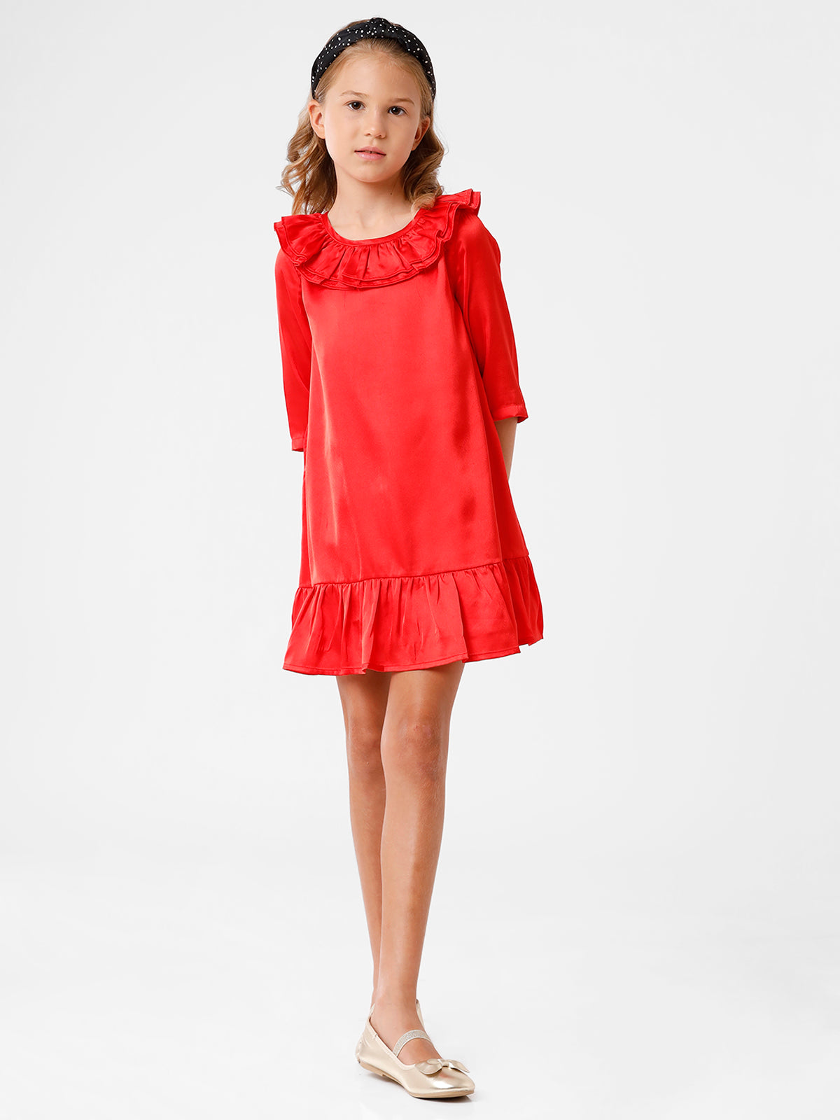 Red Satin A-Line Dress
