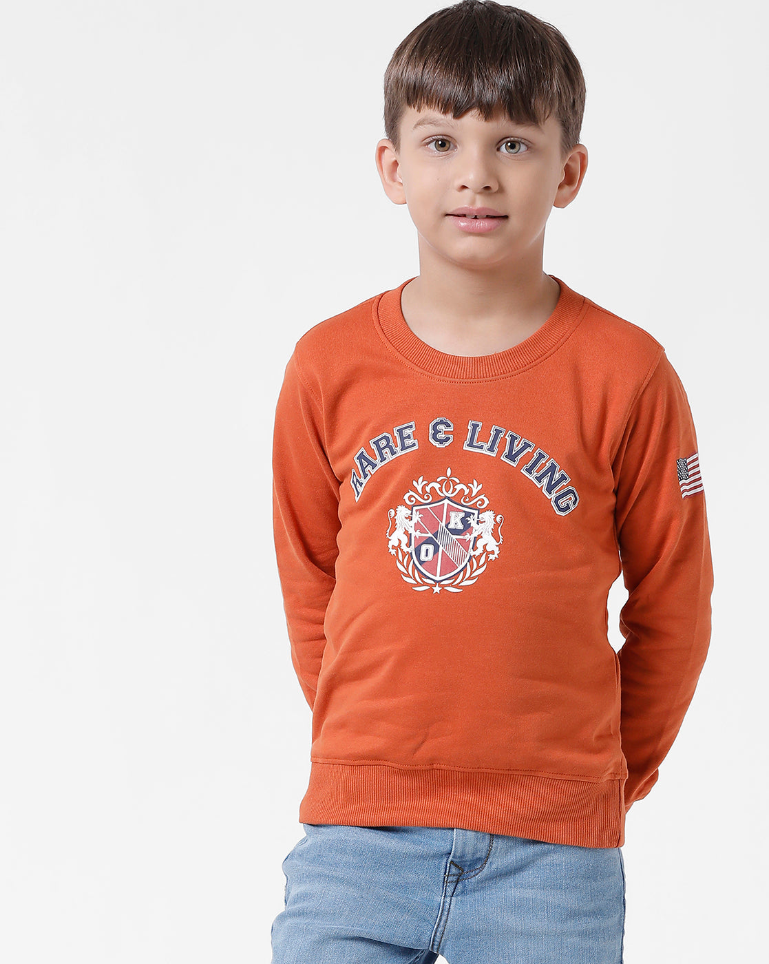 Orange Printed Sweatshirt