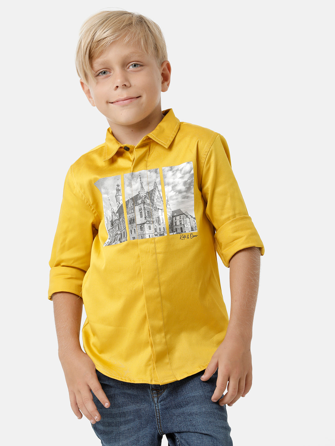 Boys Chest Printed Party Wear Shirt