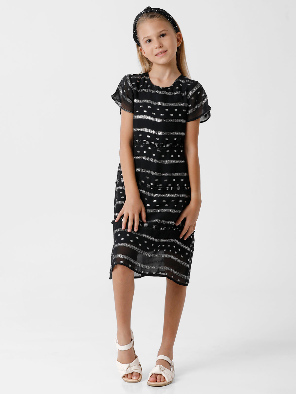 Line & Dots Black Lurex Dress
