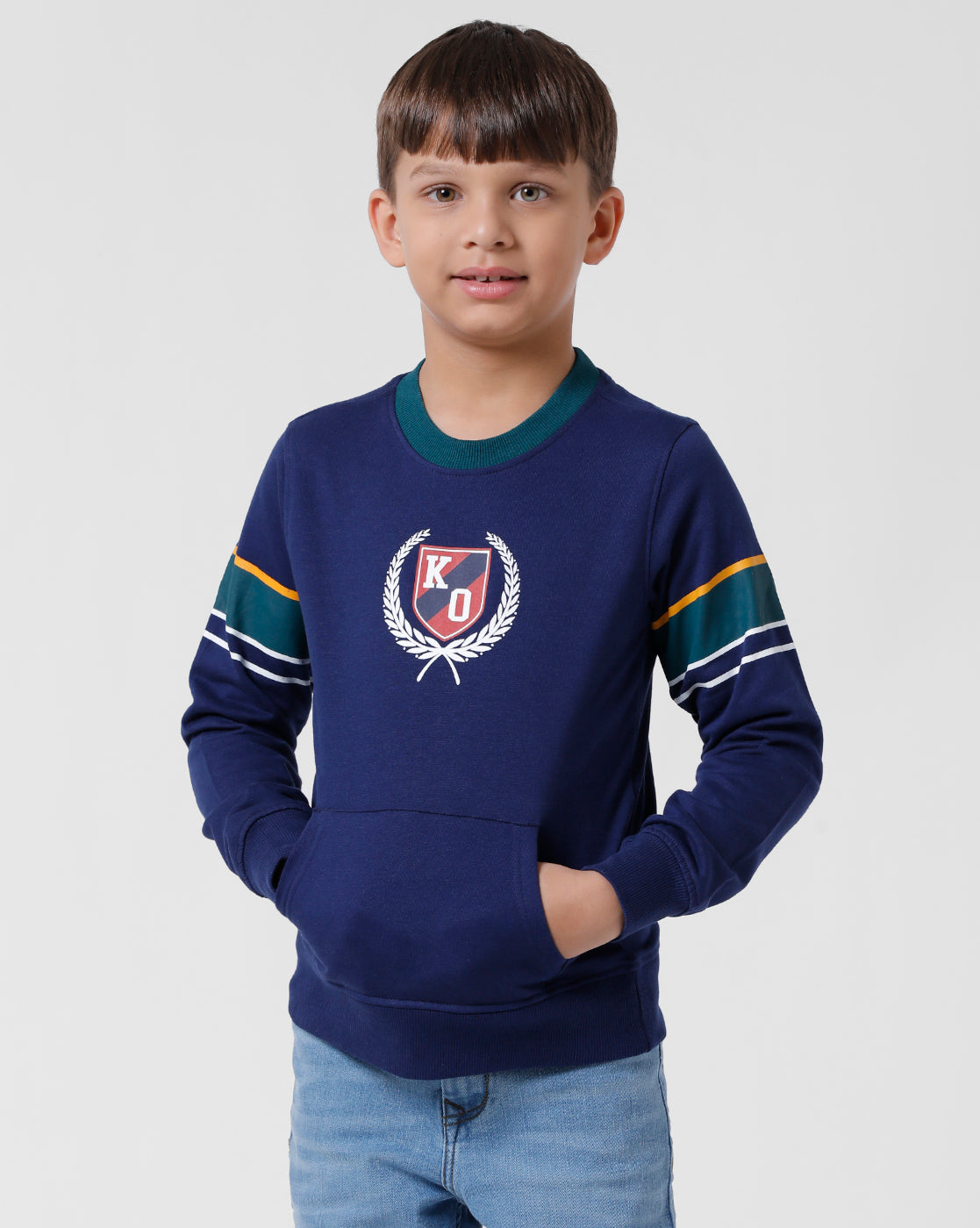 Navy Blue Printed Sweatshirt
