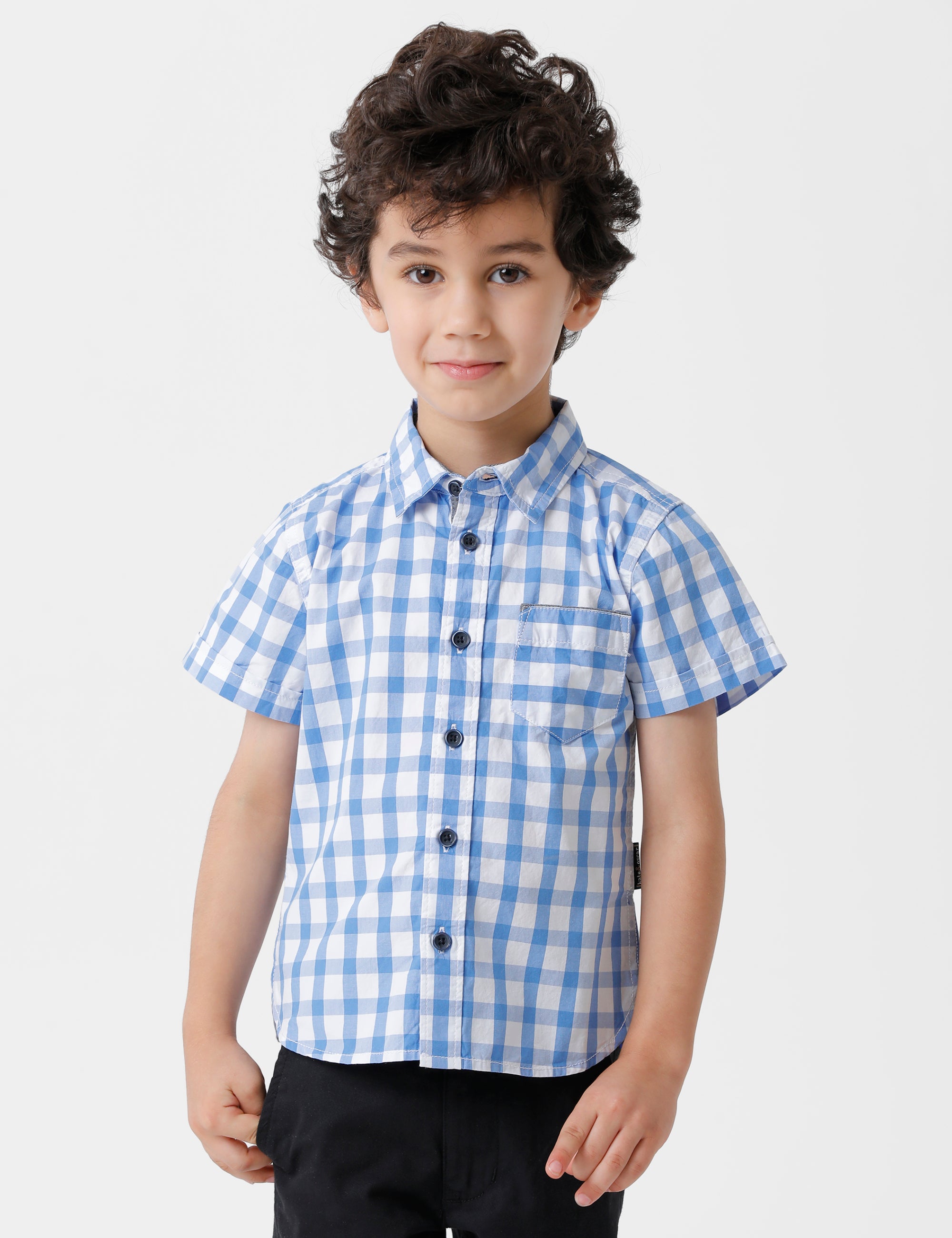 Cool Blue Checked Half Sleeve Shirt