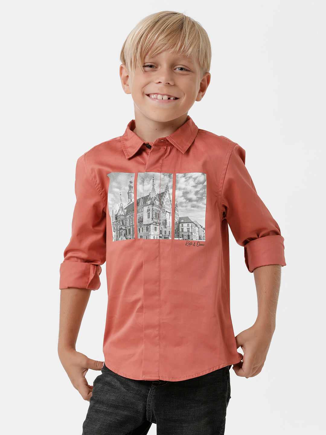 Boys Chest Printed Party Wear Shirt
