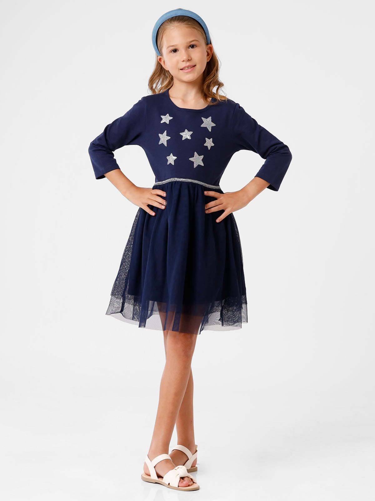 Net Dress with Star Embellishment