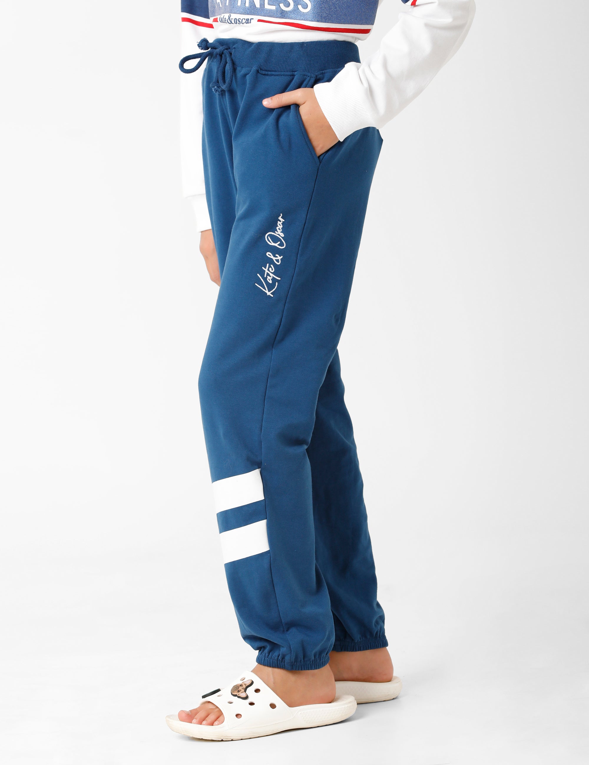 Navy Signature Embroidered Track Pant