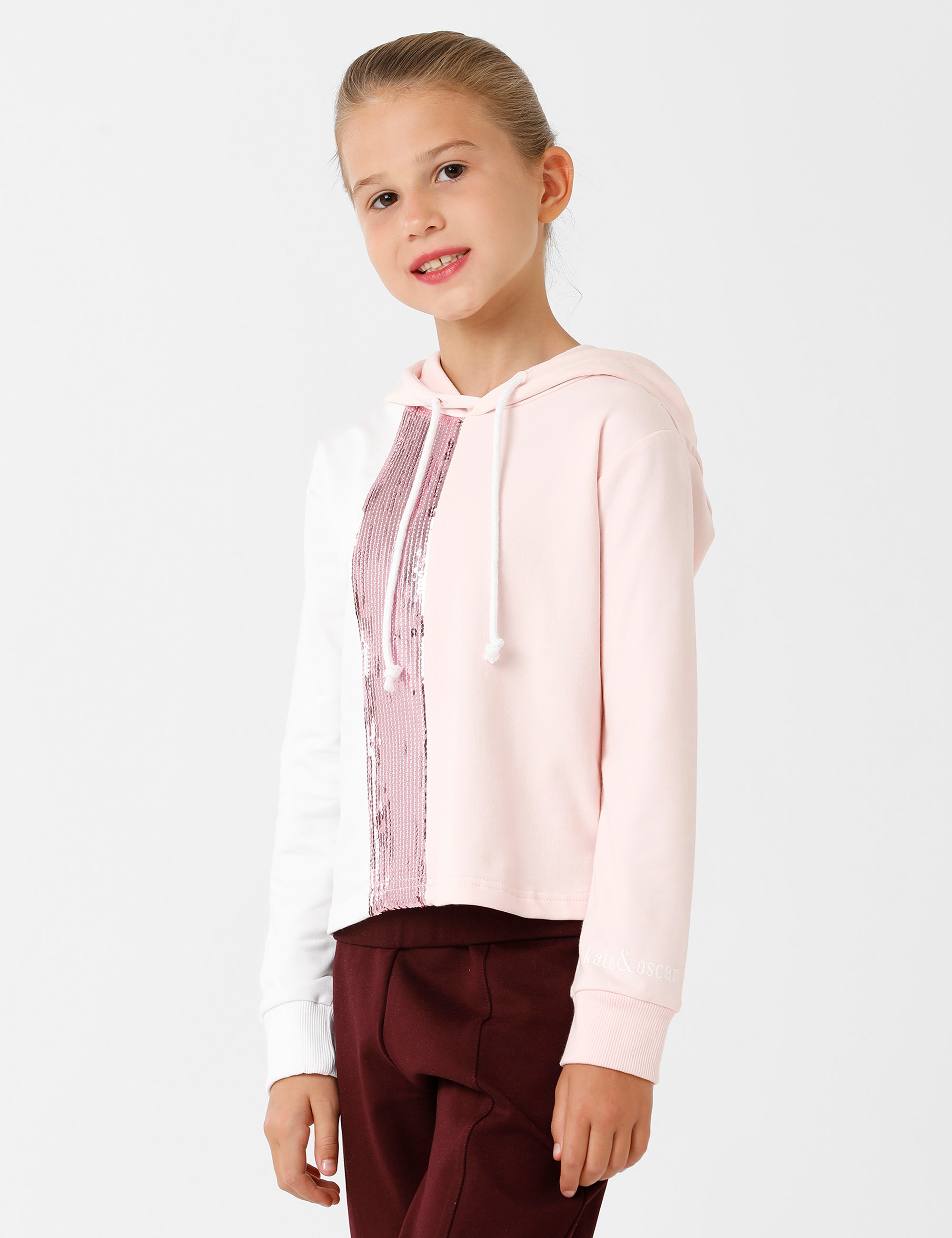 Pink Embroidered Sweatshirt with Sequins