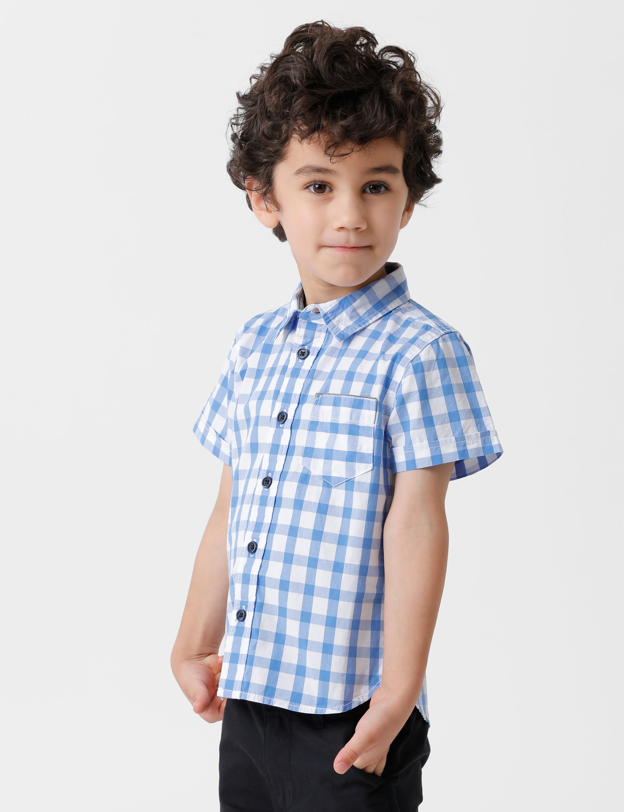 Cool Blue Checked Half Sleeve Shirt