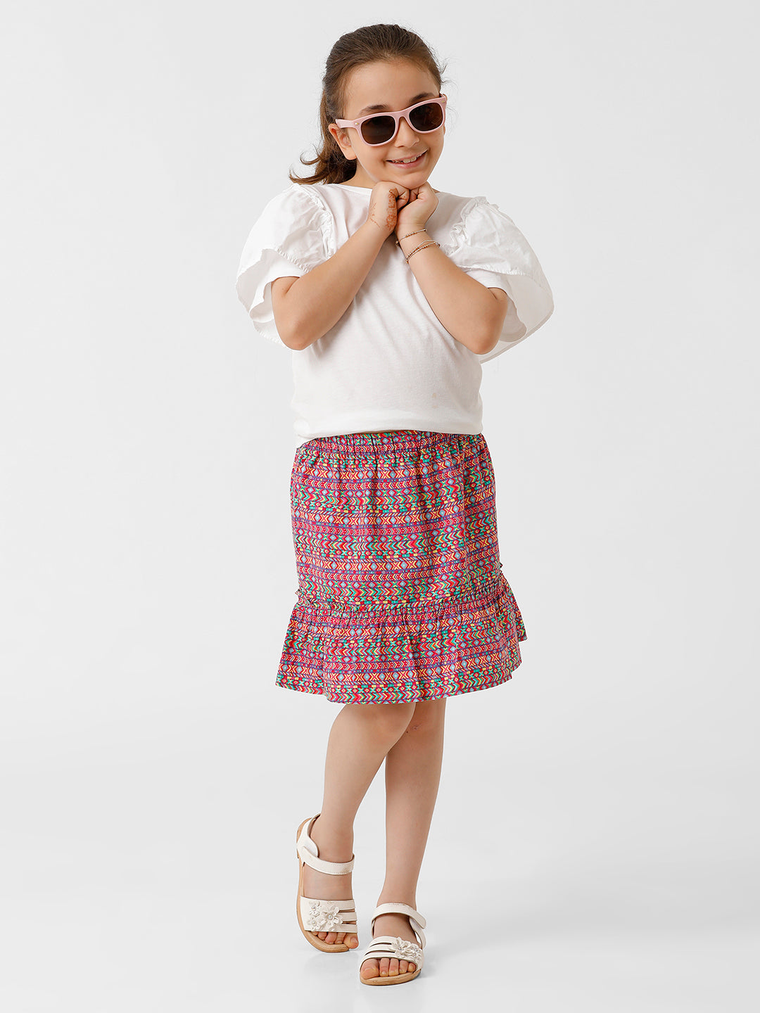 Girls Geometrical Printed Skirt