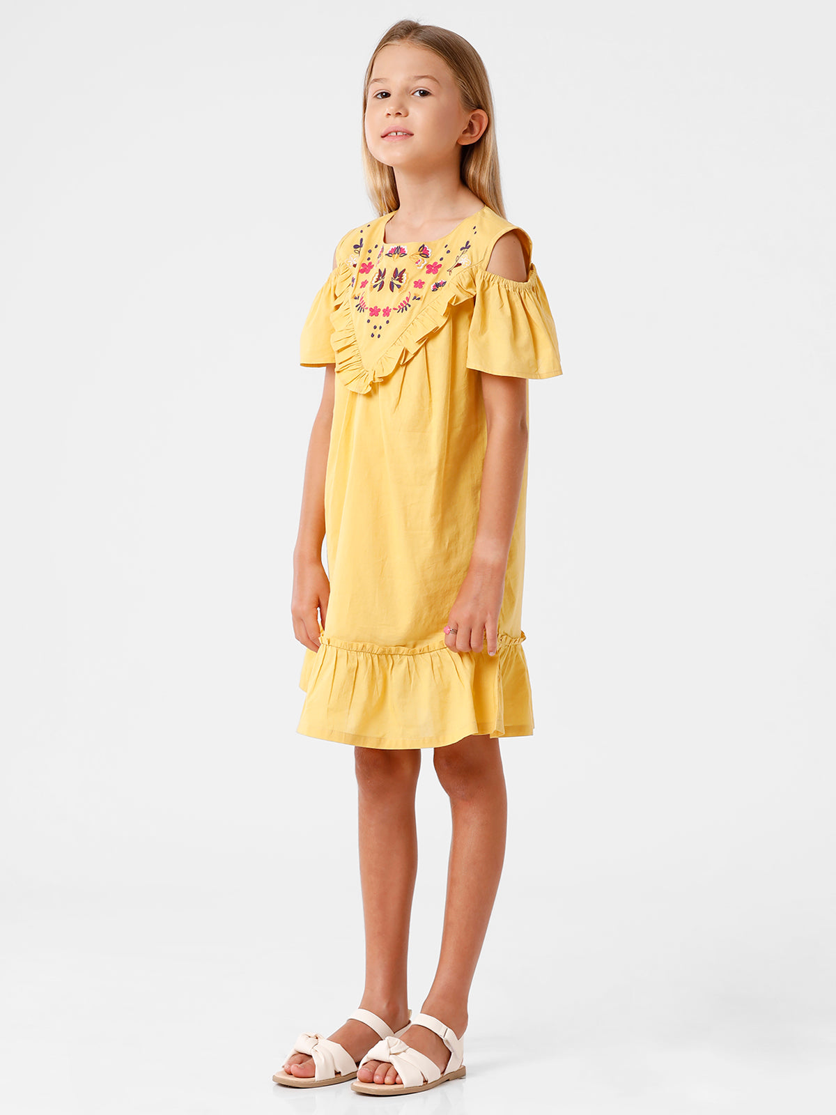 Cold Shoulder Dress with Embroidery