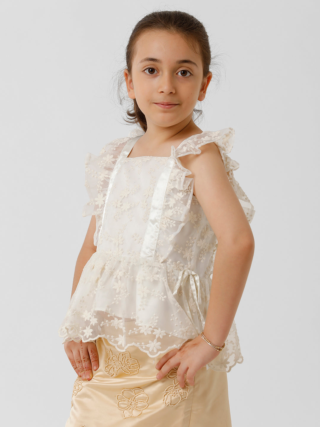 Girls Scalap Embroidered Top