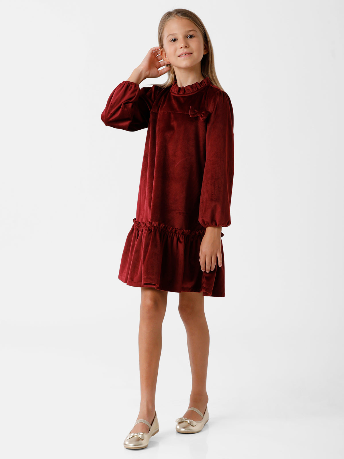 Velvert Wine Party Wear Dress