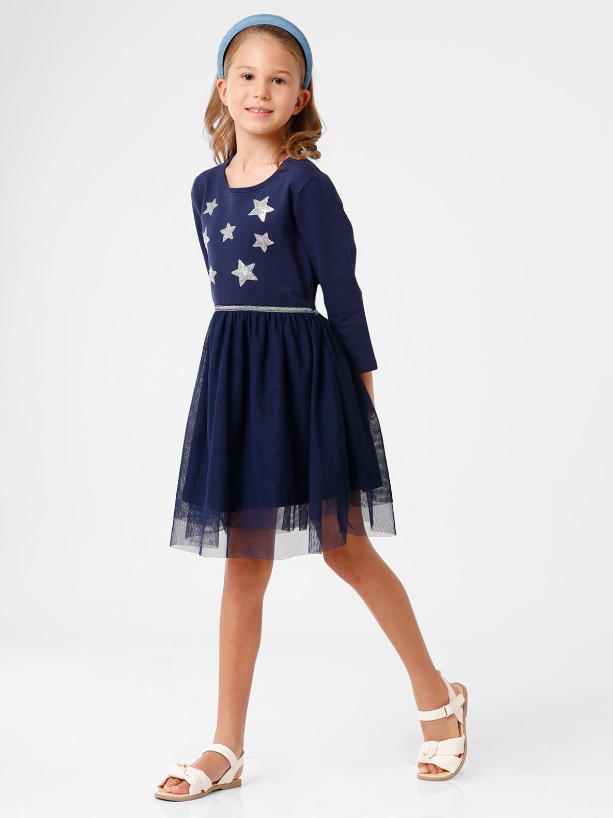 Net Dress with Star Embellishment