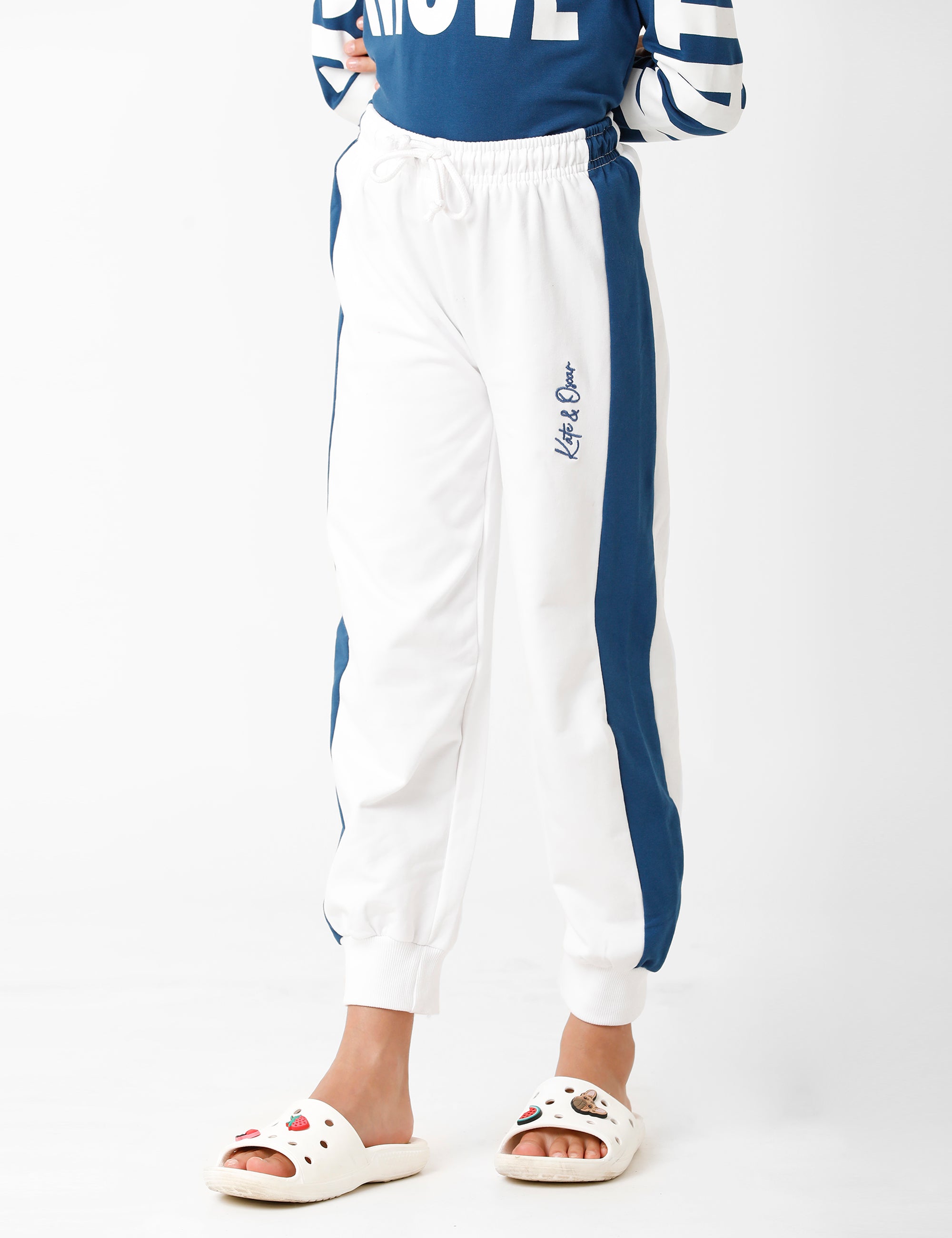 White Signature Embroidered Track Pant