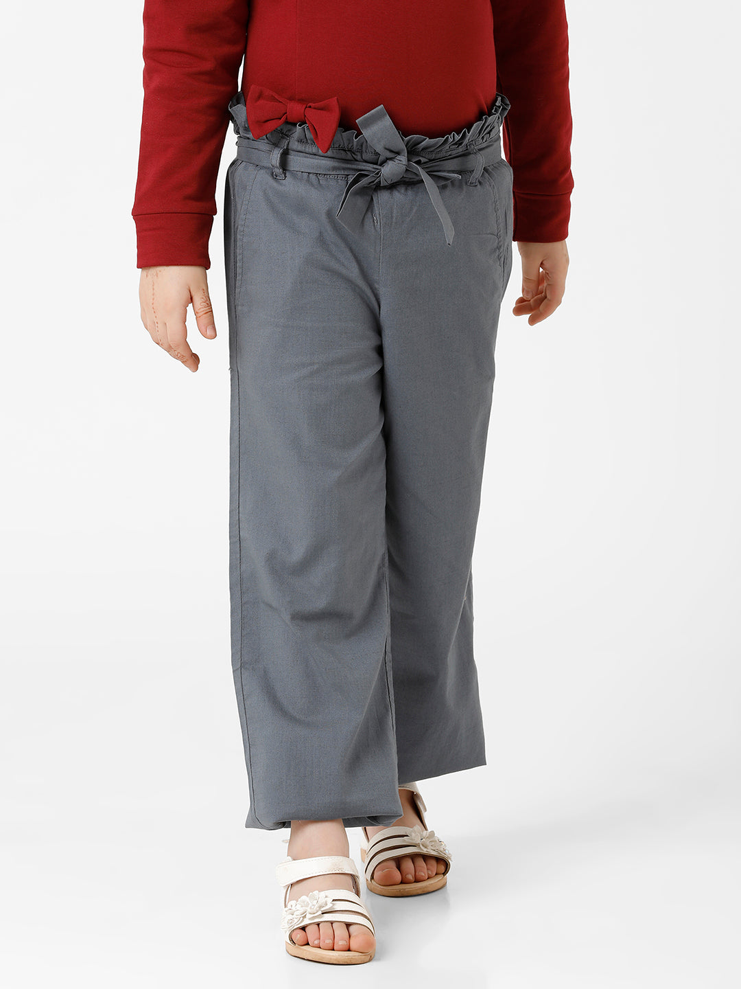 Girls High Rise Pleated Trouser
