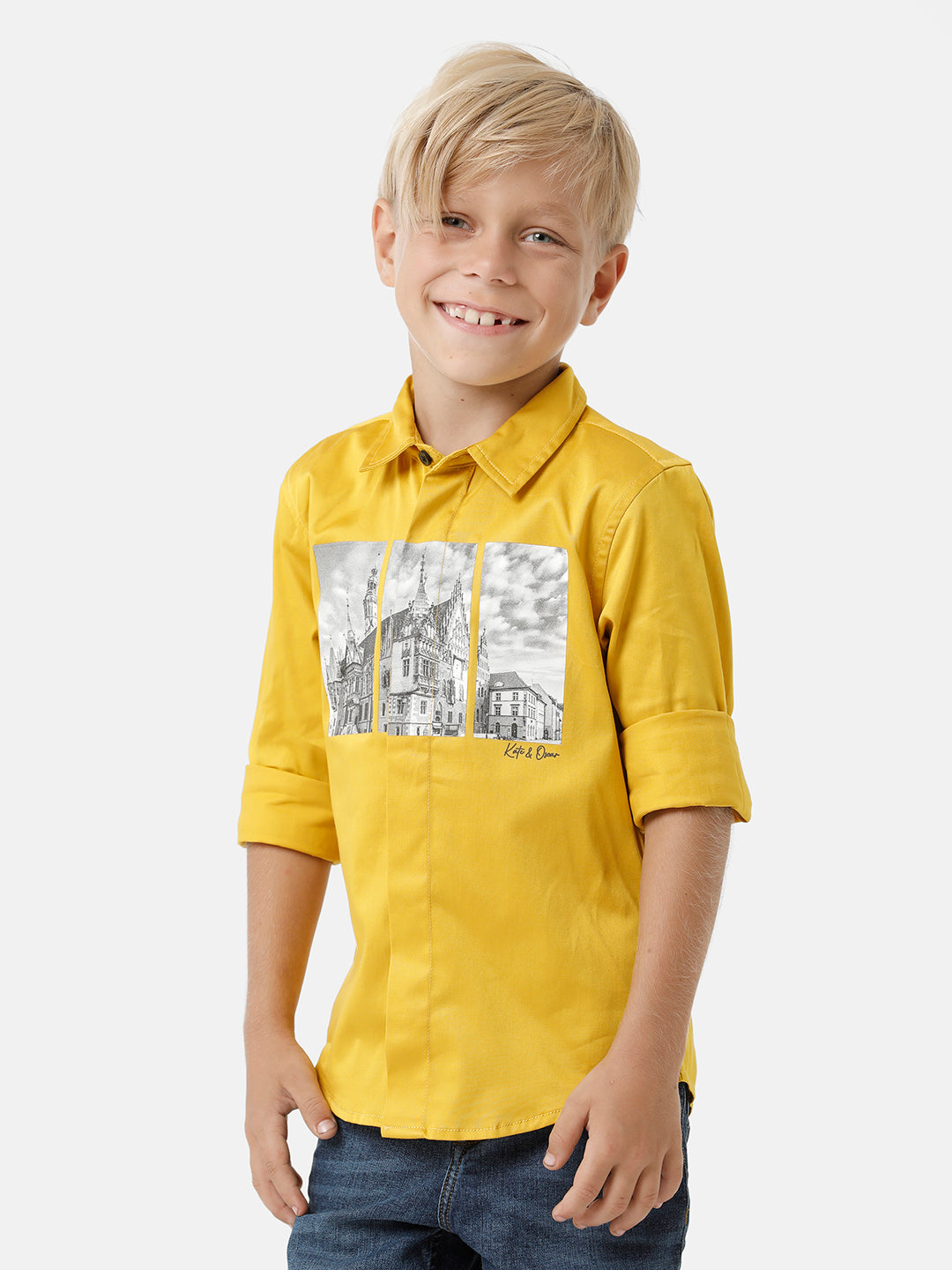 Boys Chest Printed Party Wear Shirt