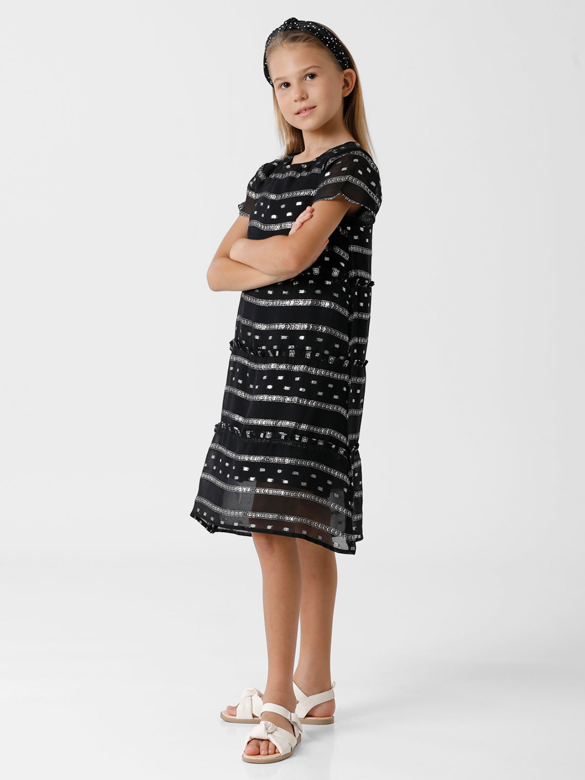 Line & Dots Black Lurex Dress