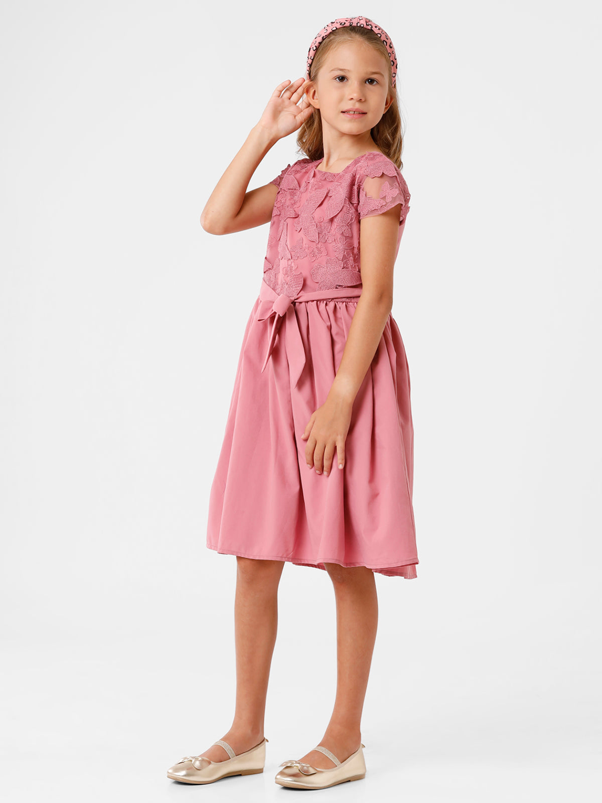 Butterfly Lace Dress with Belt