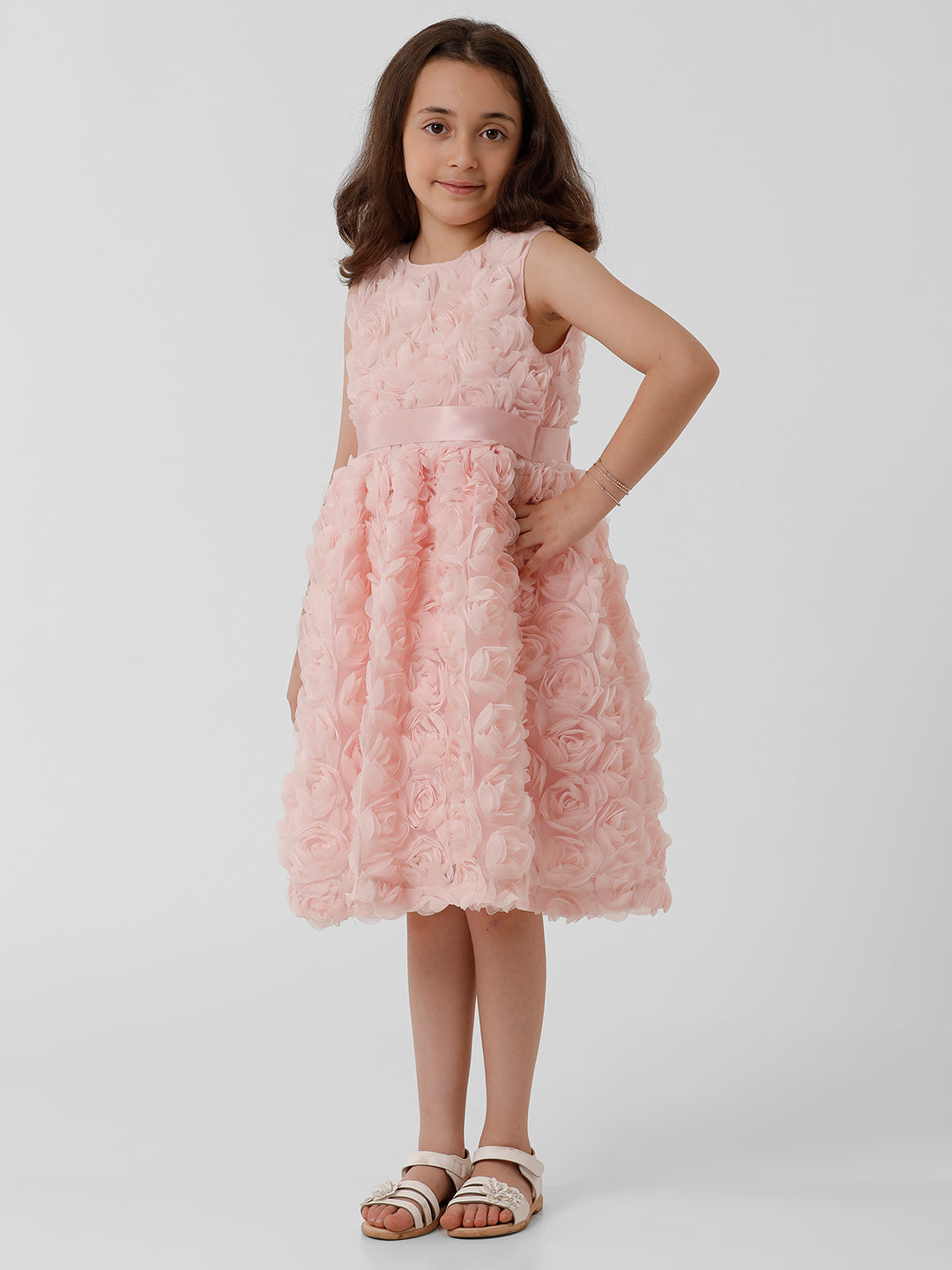 Girls 3D Floral Party Wear Dress