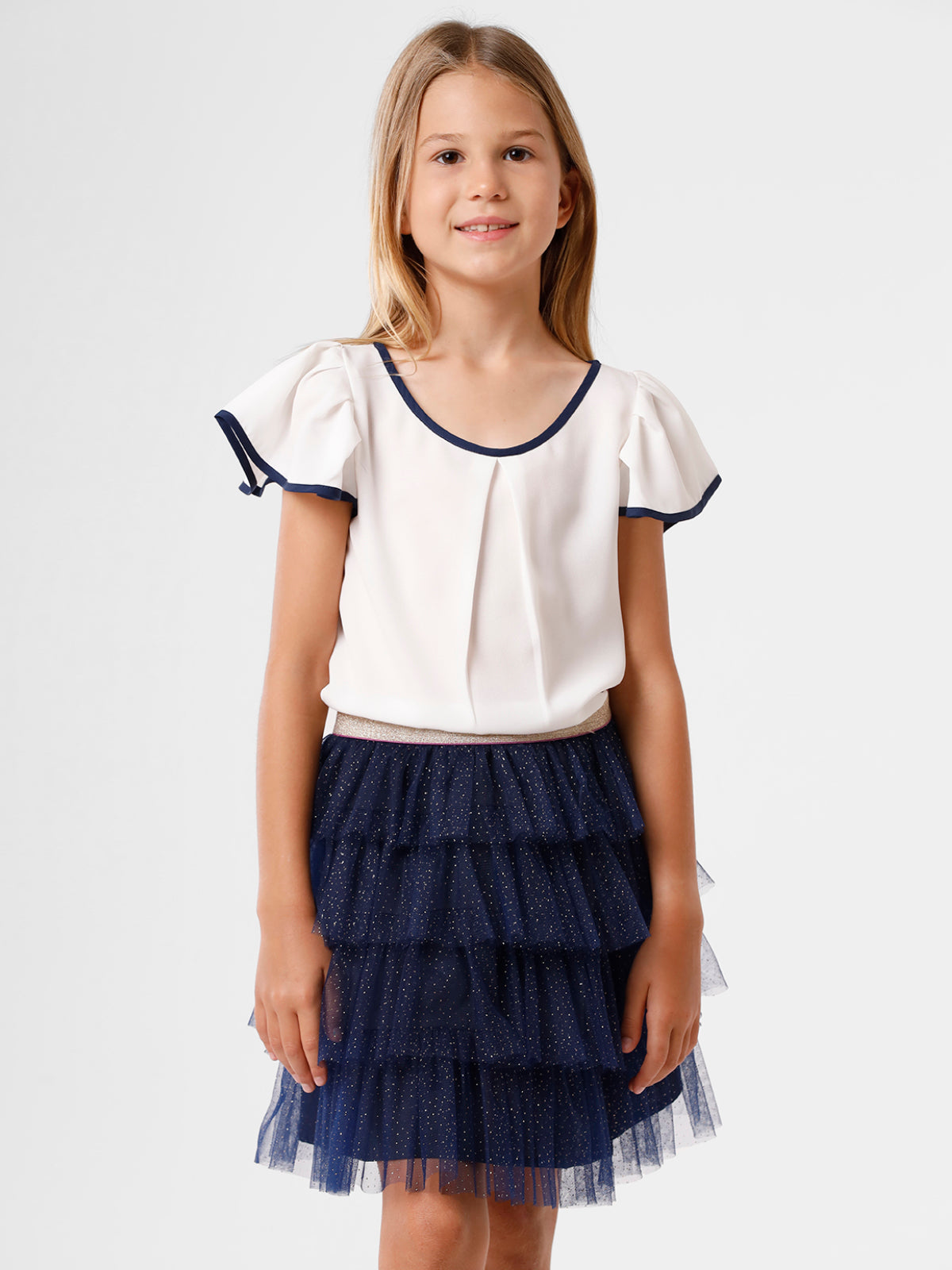White Butterfly Sleeves Top