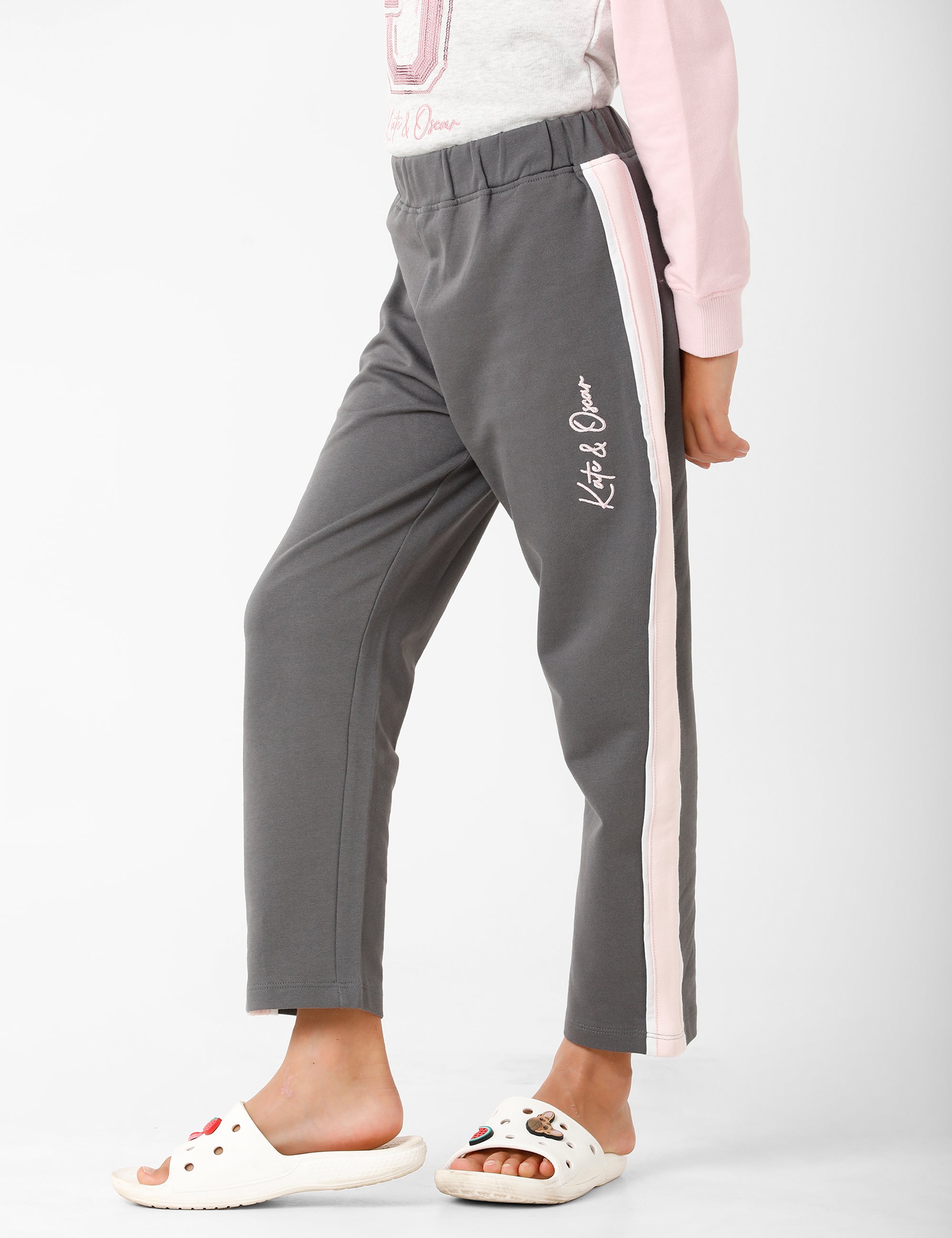 Grey Signature Embroidered Track Pant