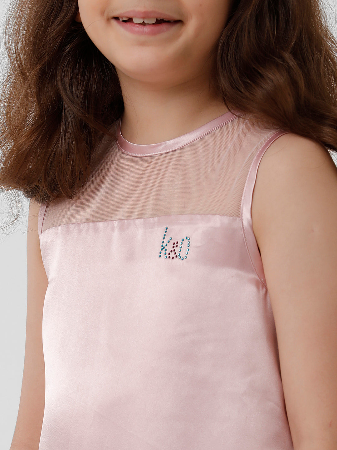 Girls 3D floral cut and sew dress